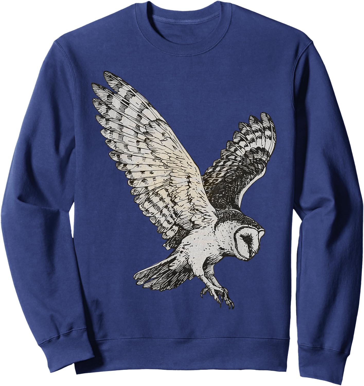 Vintage Aesthetic Nocturnal Birds Of Prey Night Flying Owl Sweatshirt - Sweatshirt | Navy