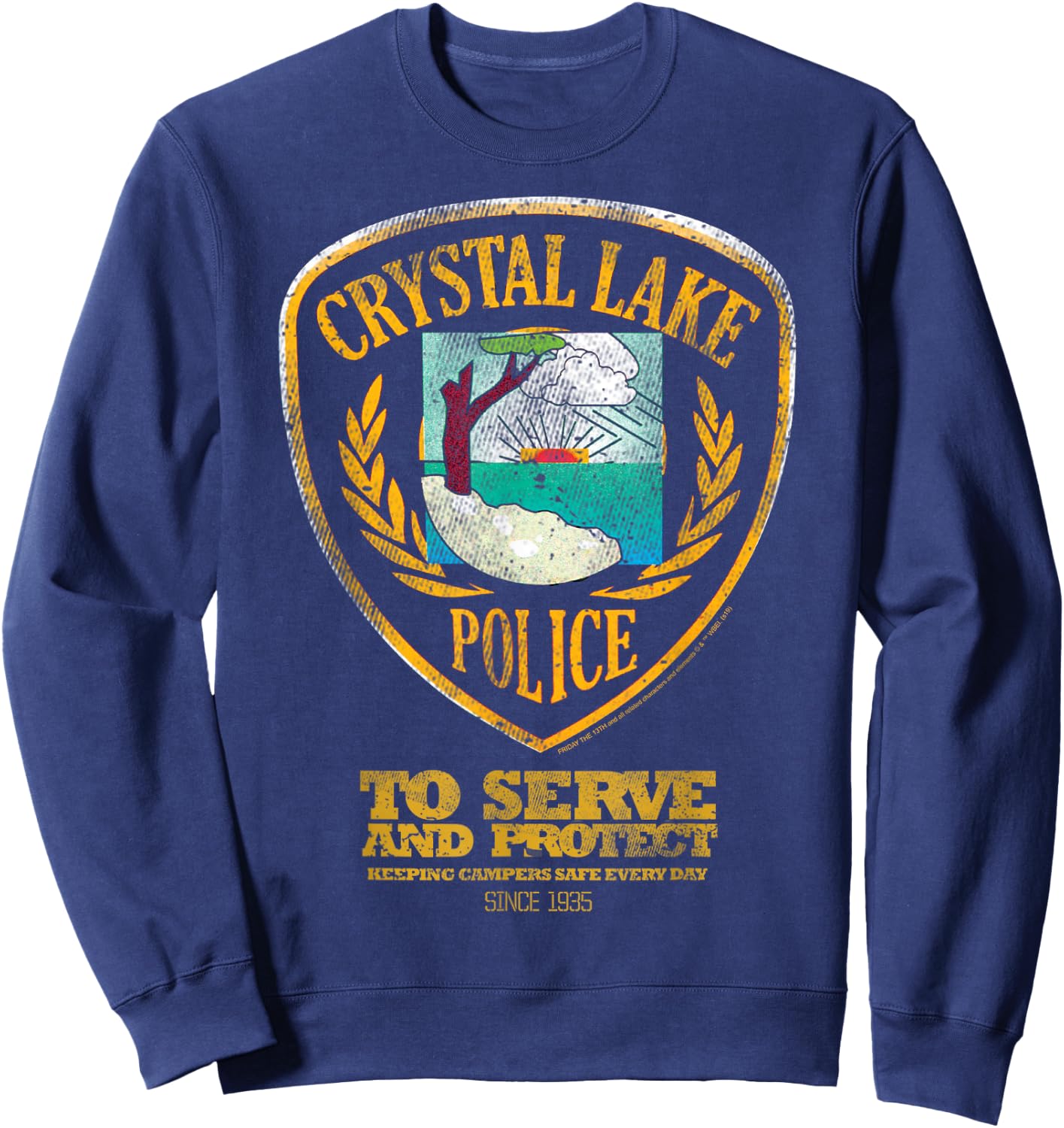 Friday The 13th Crystal Lake Police To Serve And Protect Sweatshirt - Sweatshirt | Navy