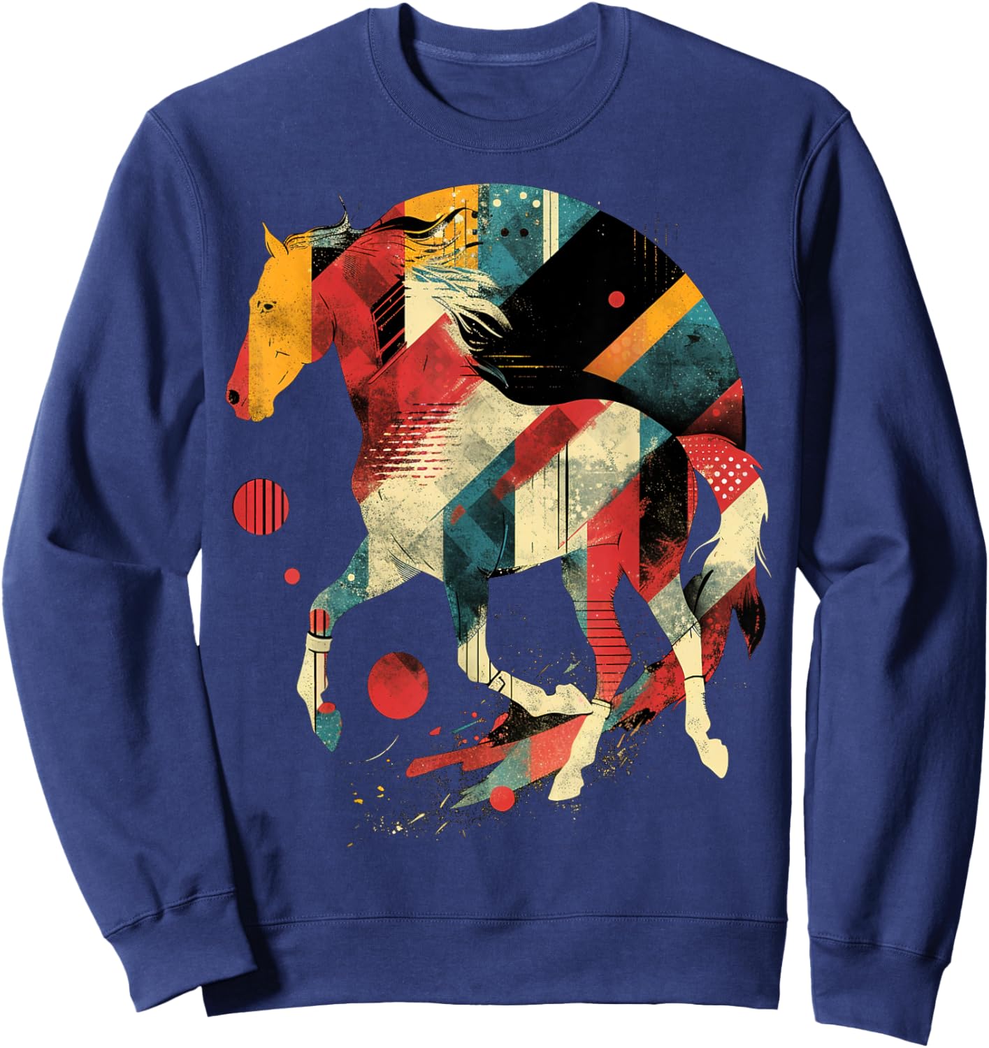 Artsy Polo player (equestrian) on Abstract Art Polo Sweatshirt - Sweatshirt | Navy