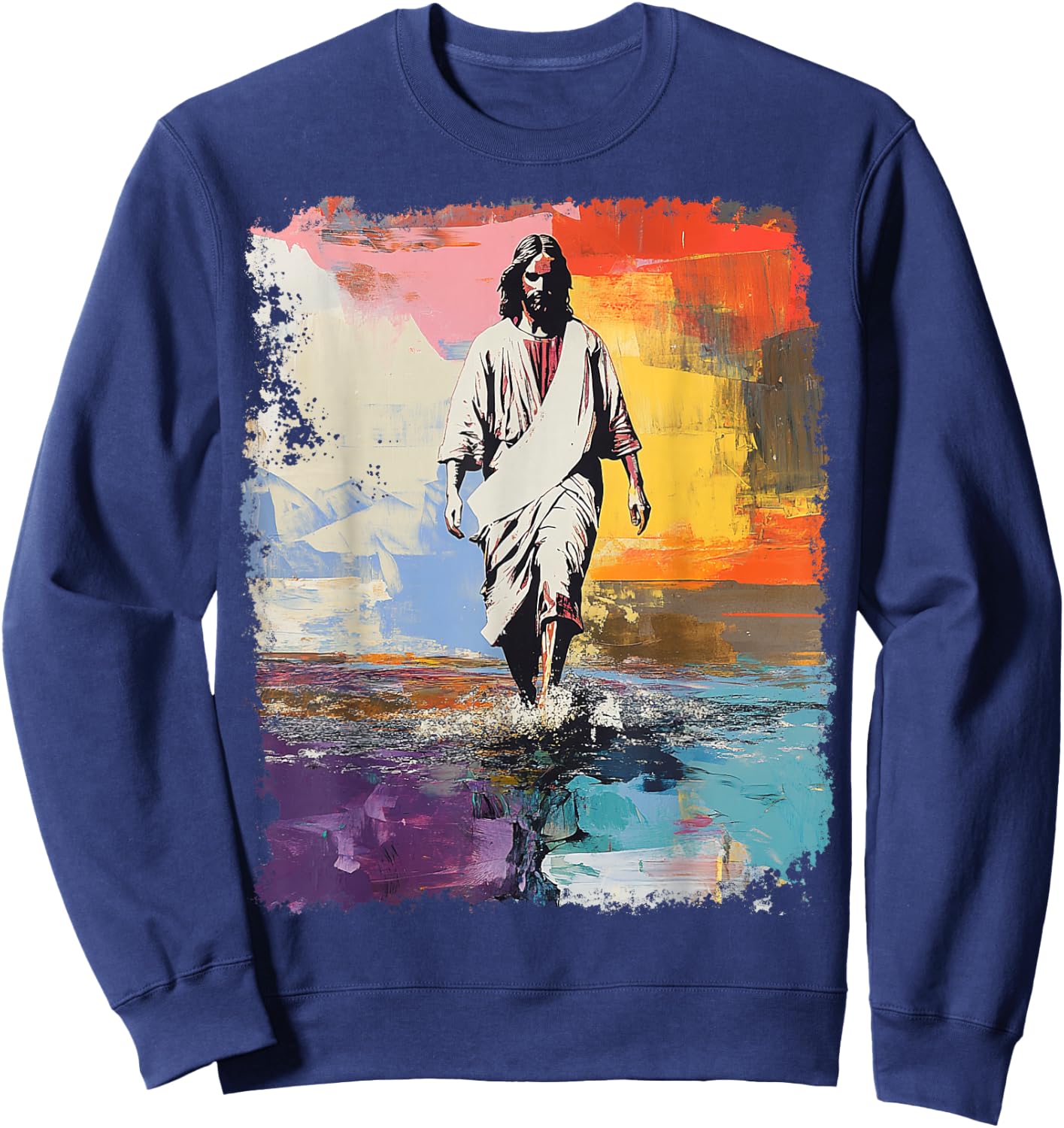 A Jesus Christ Design Sweatshirt - Sweatshirt | Navy
