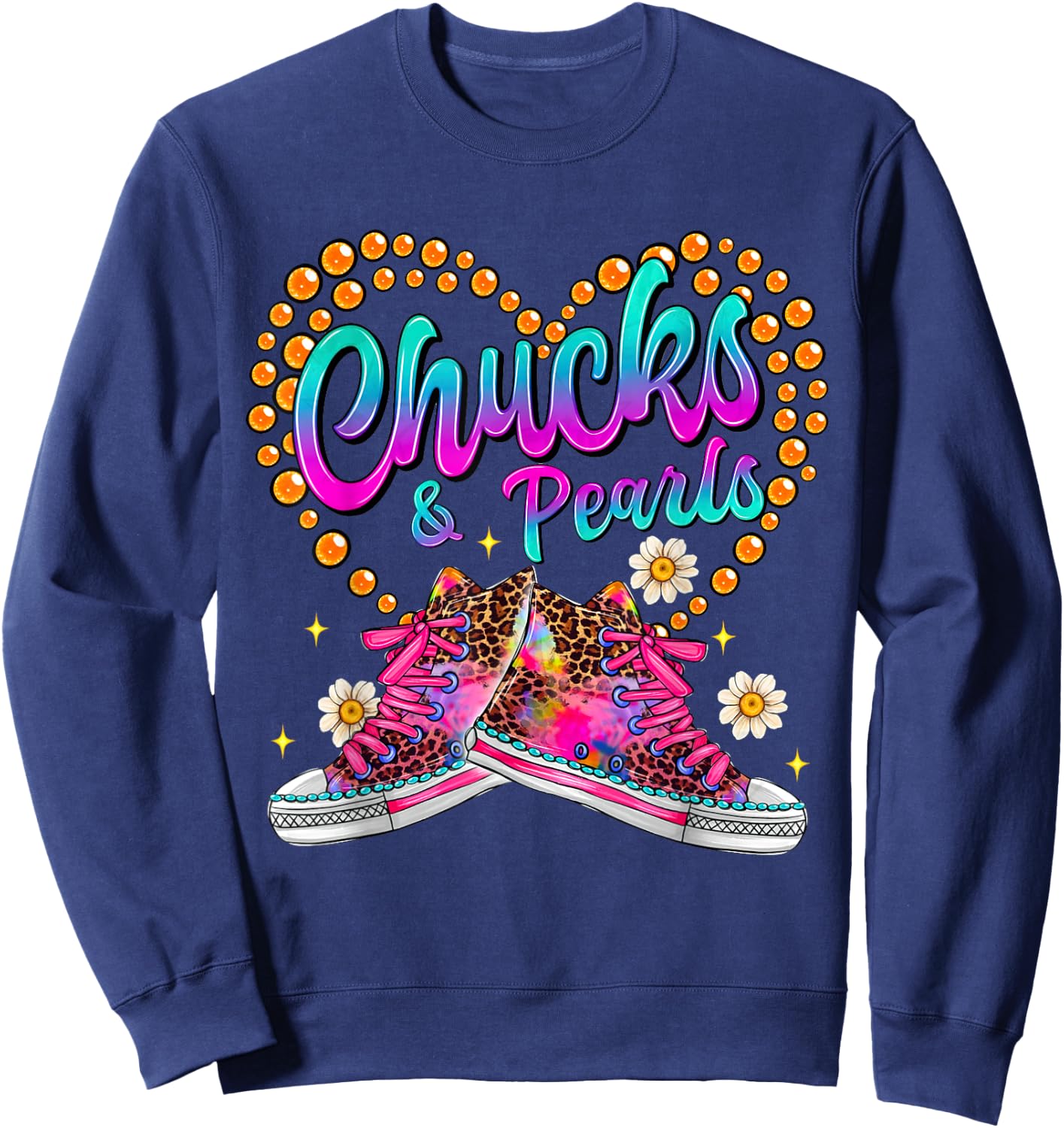 Chucks and Pearls Black and Girls Funny Sweatshirt - Sweatshirt | Navy