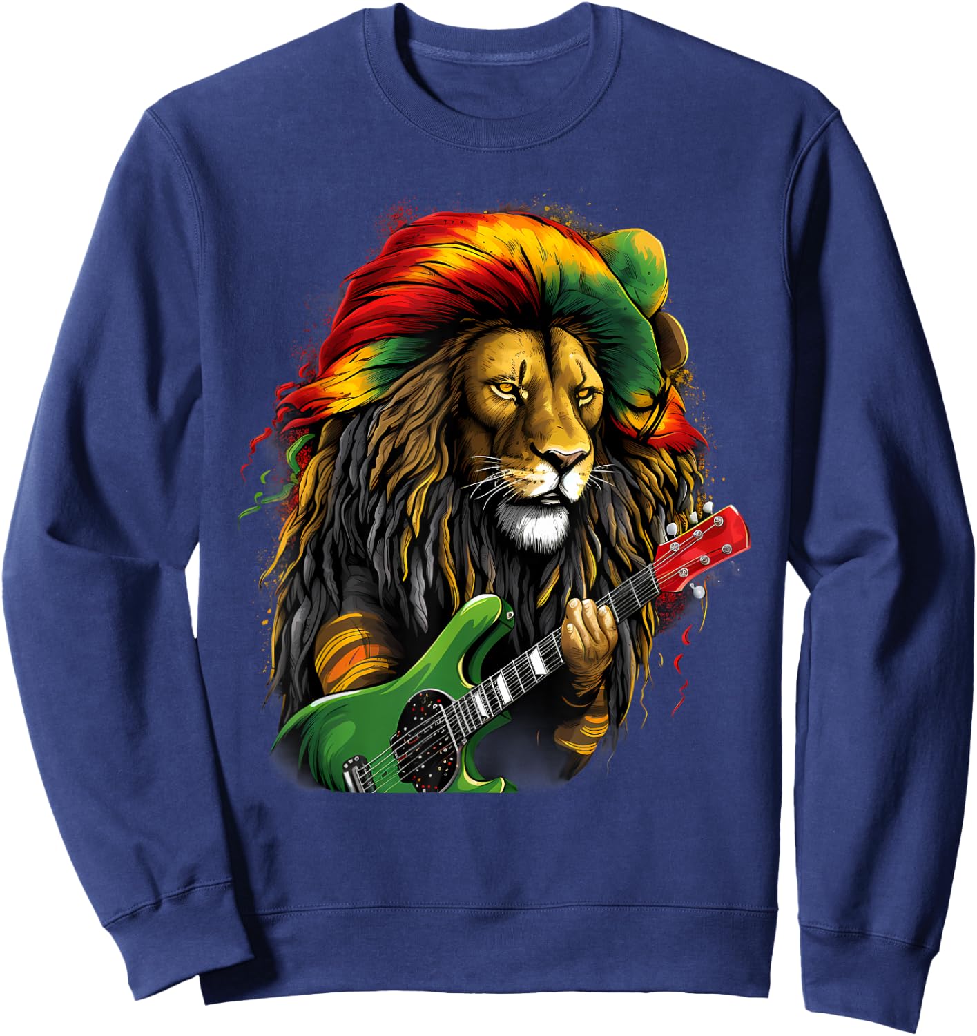 Rasta Reggae Lion Rastafarian Roots Jamaica Hippie Rastafari Sweatshirt - Sweatshirt | Navy