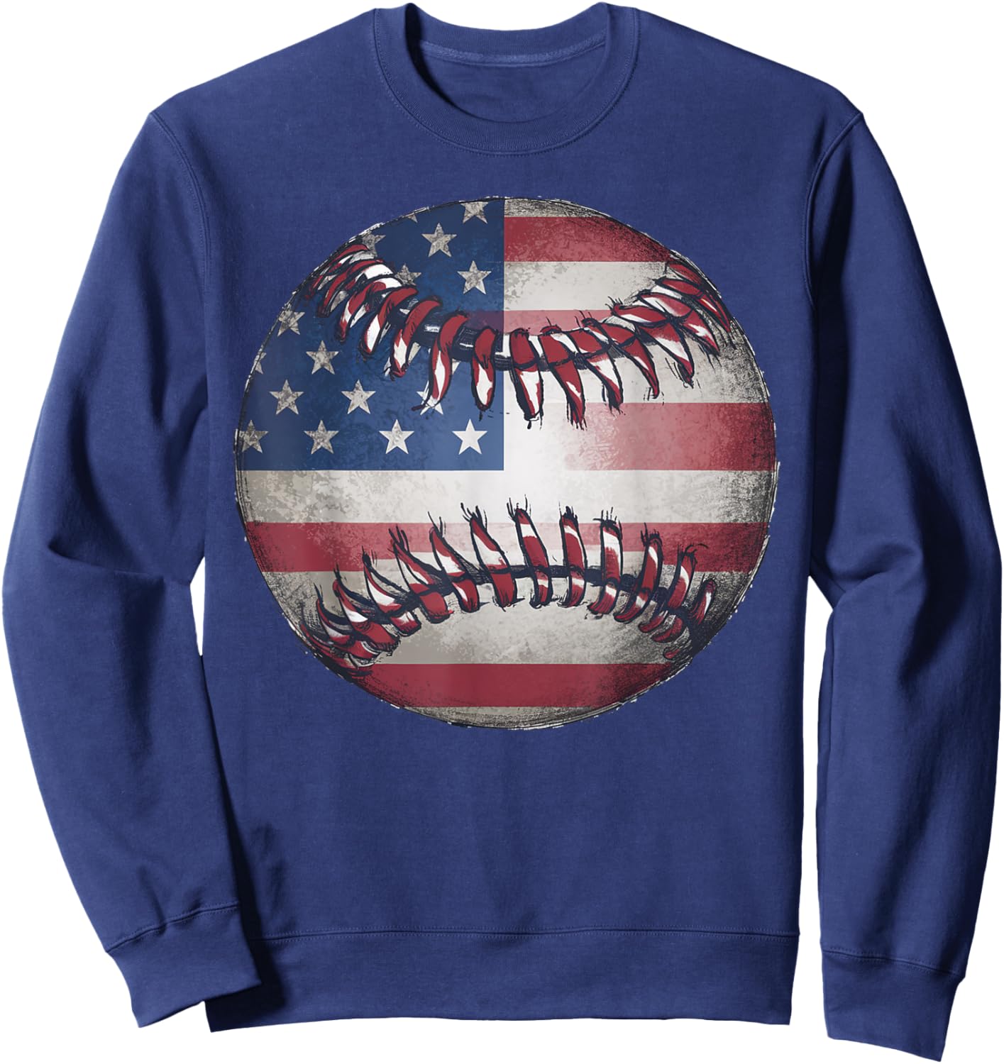 American Flag Baseball Player Bat Fan Catcher Pitcher USA Women Kids Men Sweatshirt - Sweatshirt | Navy