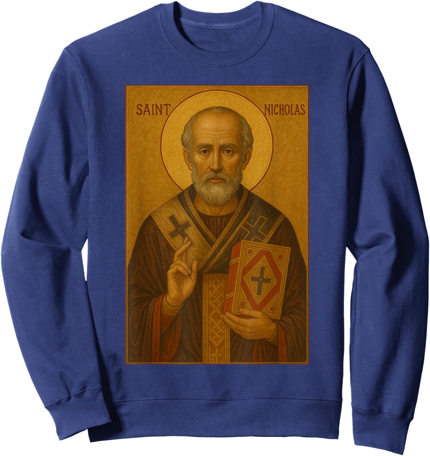 Orthodox Christian Icon of the Saint Nicholas Sweatshirt - Sweatshirt | Navy