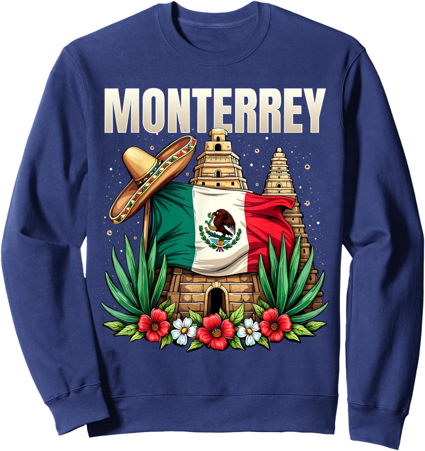 Monterrey Mexico Flag Mexican Vacation Sweatshirt - Sweatshirt | Navy