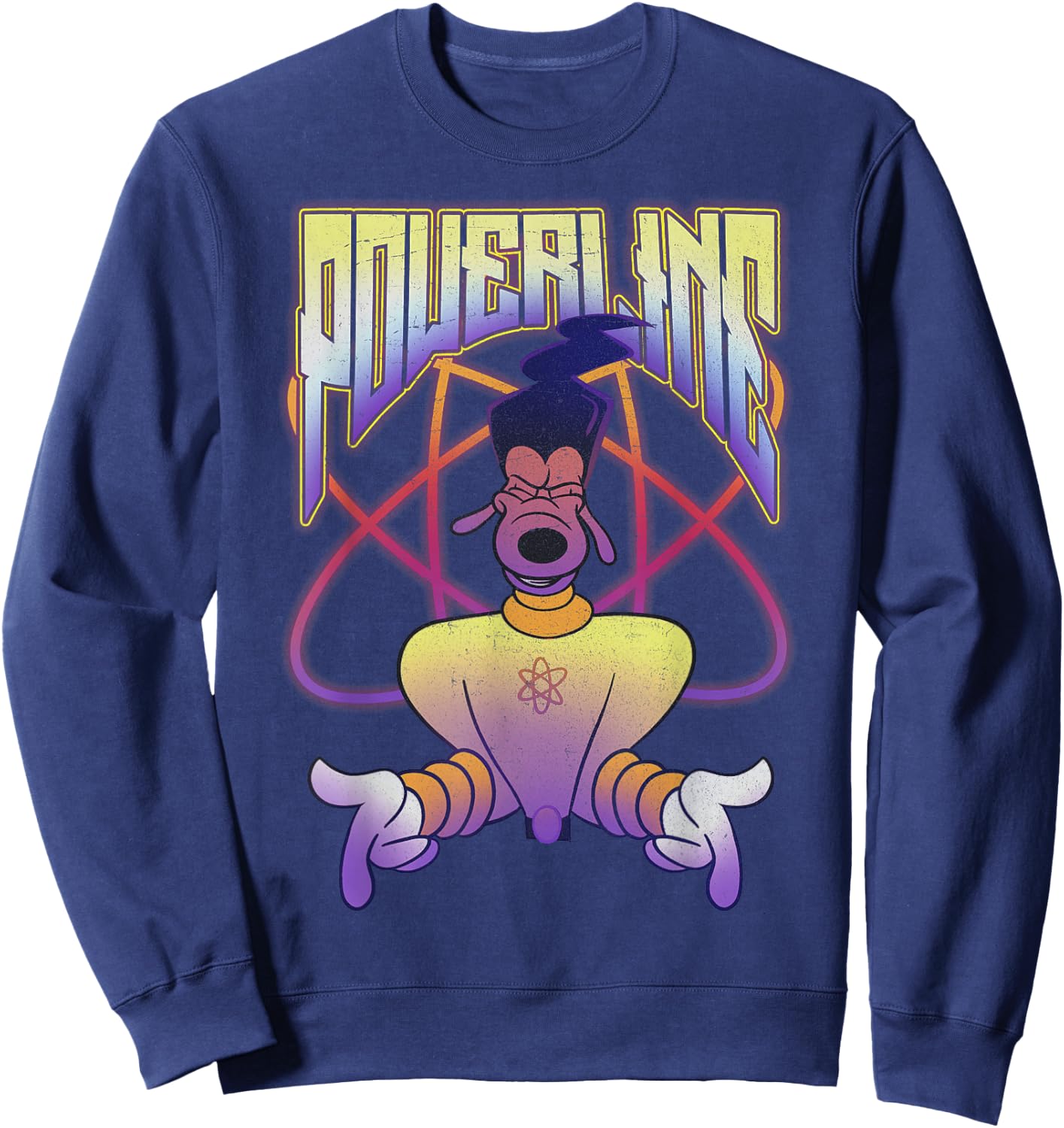 Disney A Goofy Movie Powerline Logo Portrait Short Sleeve Sweatshirt - Sweatshirt | Navy