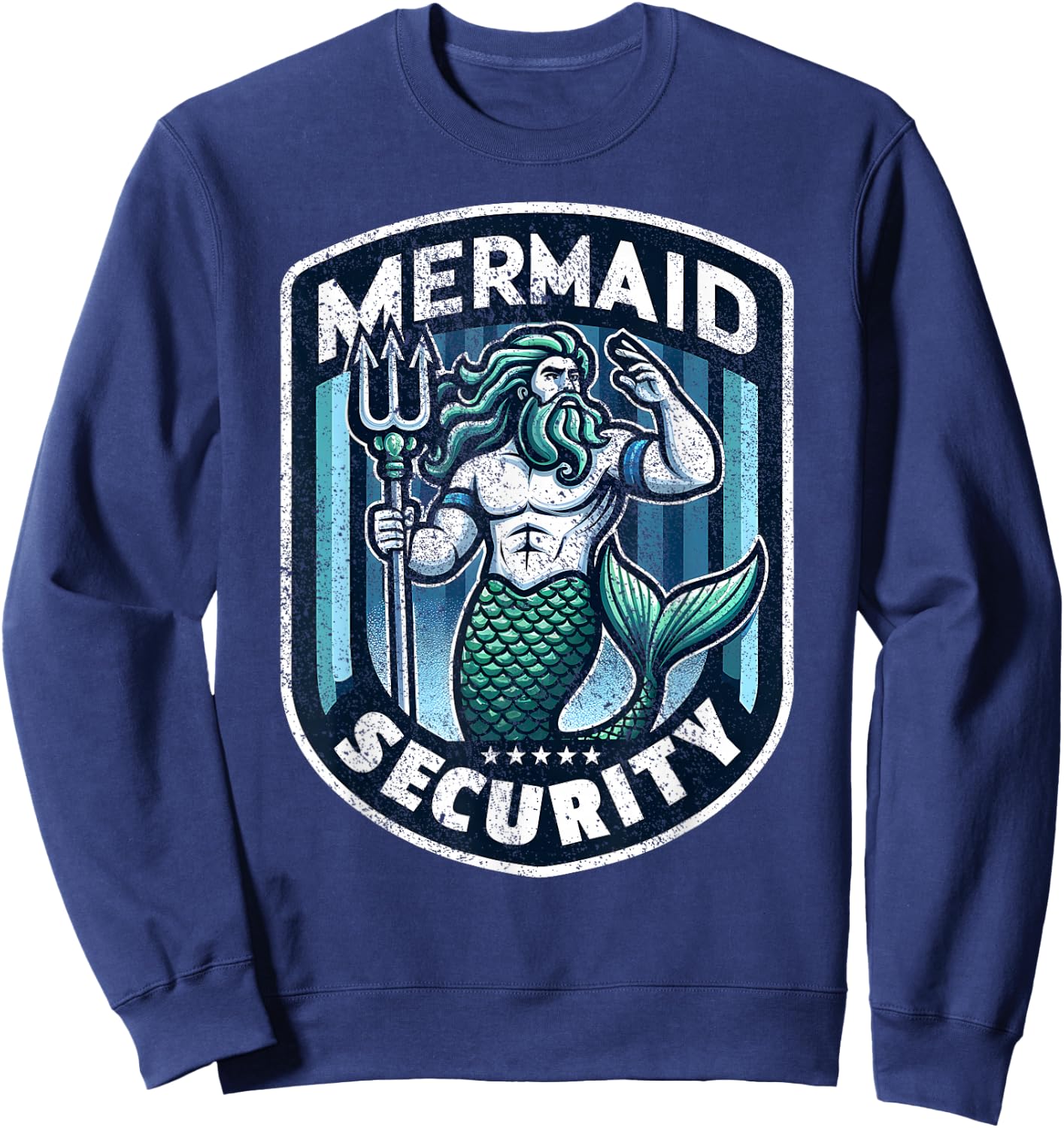 Mermaid Security Father Swimming Parent Swimmer Dad Swim Sweatshirt - Sweatshirt | Navy