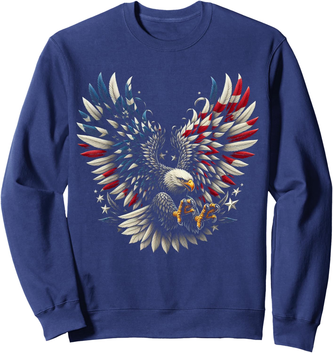 Patriotic American With Eagle And USA Flag Women Kids Men Sweatshirt - Sweatshirt | Navy