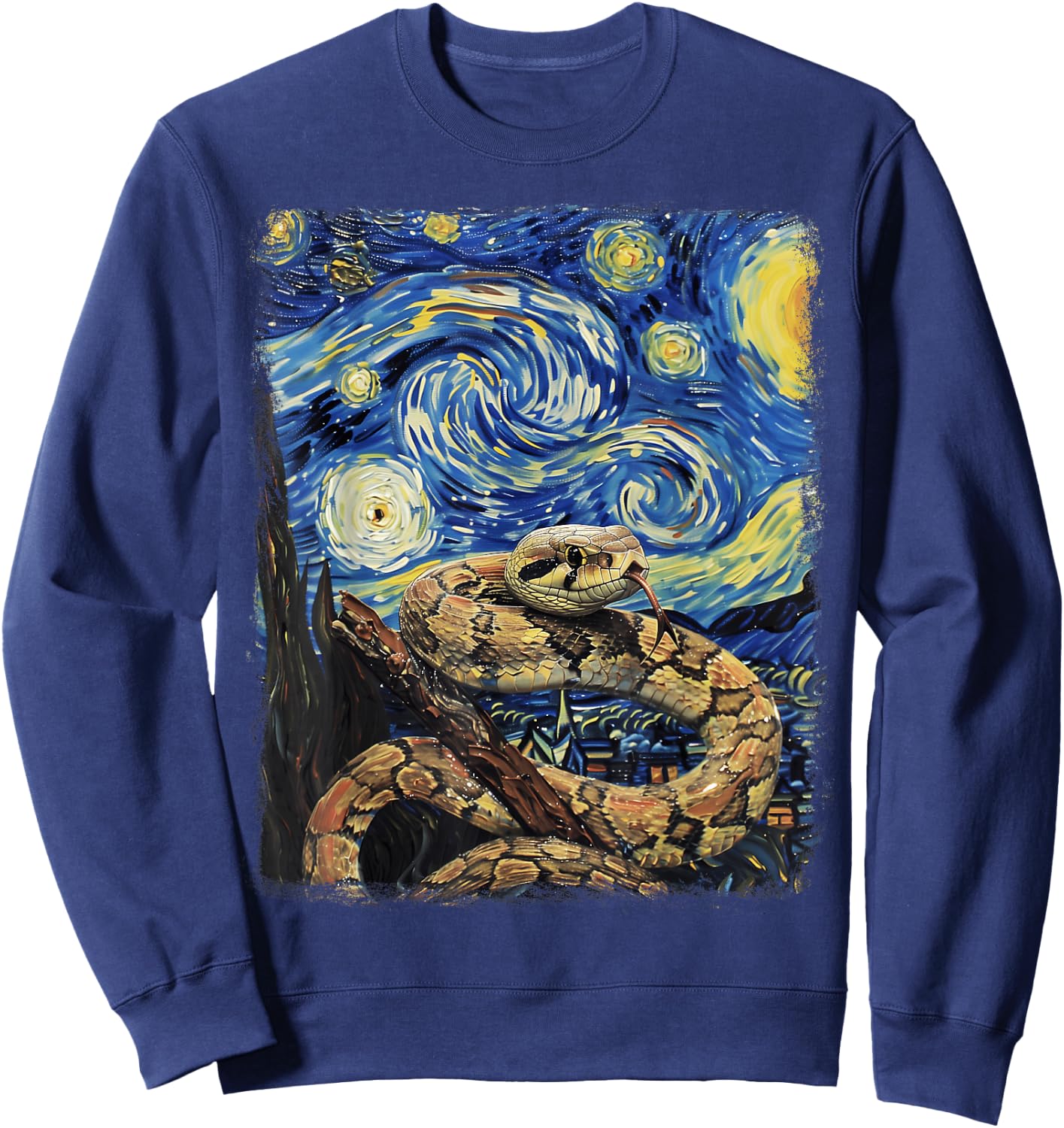 Snake Snakes Starry Night Painting Sweatshirt - Sweatshirt | Navy