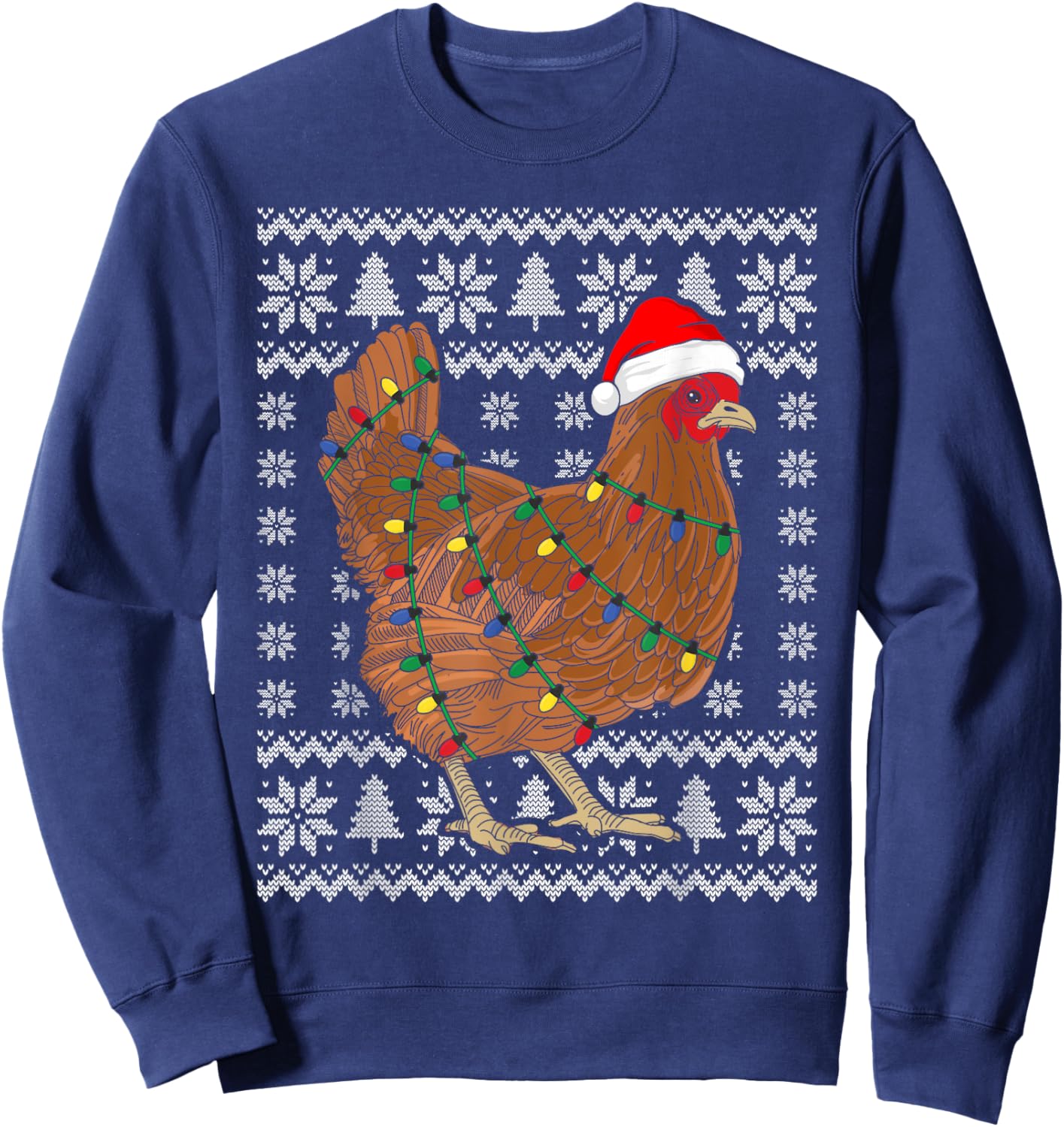 Ugly Christmas Sweater Funny Chicken Christmas Sweatshirt - Sweatshirt | Navy