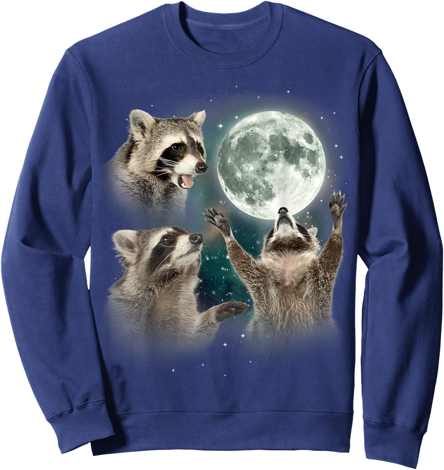 Three Moon Racoon Funny Racoon Oddly Specific Dank Meme Sweatshirt - Sweatshirt | Navy