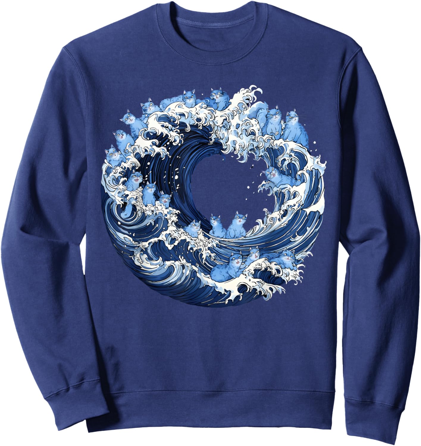 Cute Wave of Blue Cats for Kamala Sweatshirt - Sweatshirt | Navy