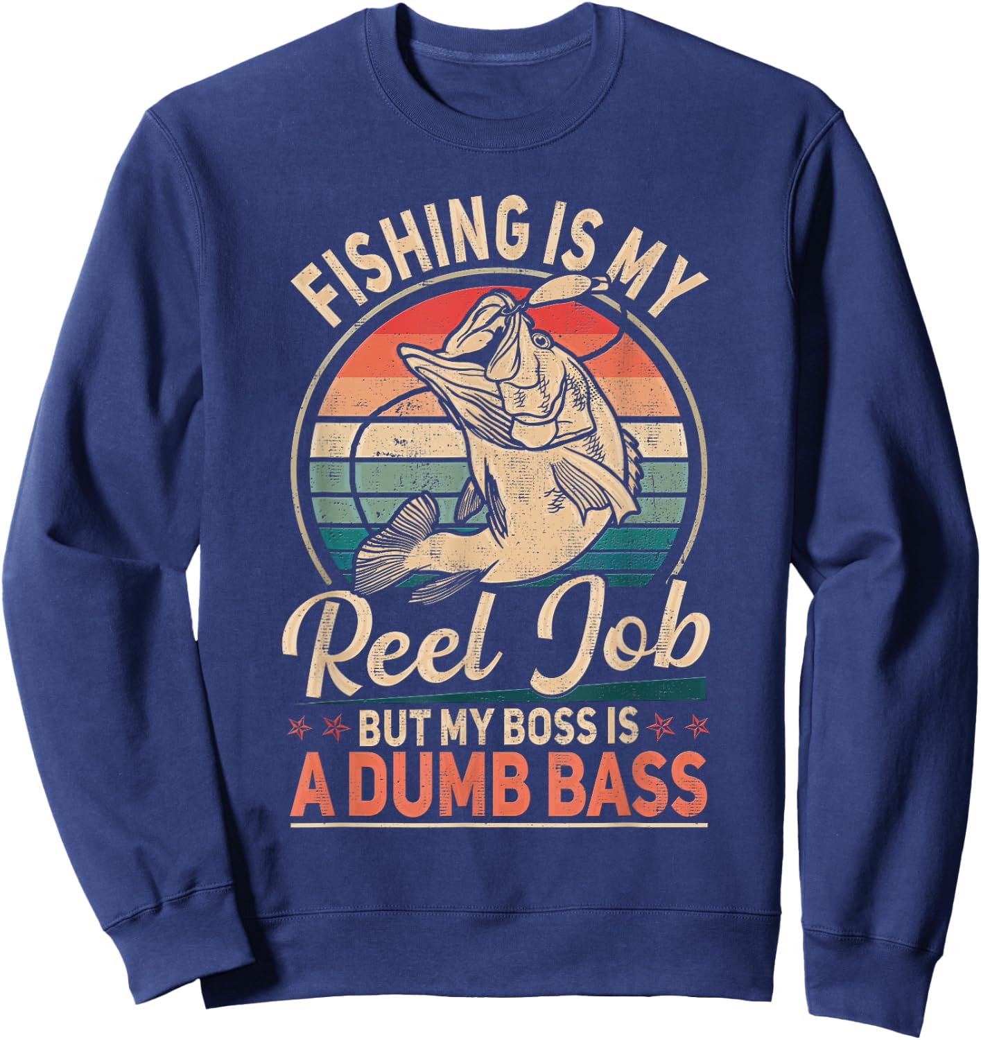 Funny "Fishing Is My Reel Job" Sweatshirt - Sweatshirt | Navy