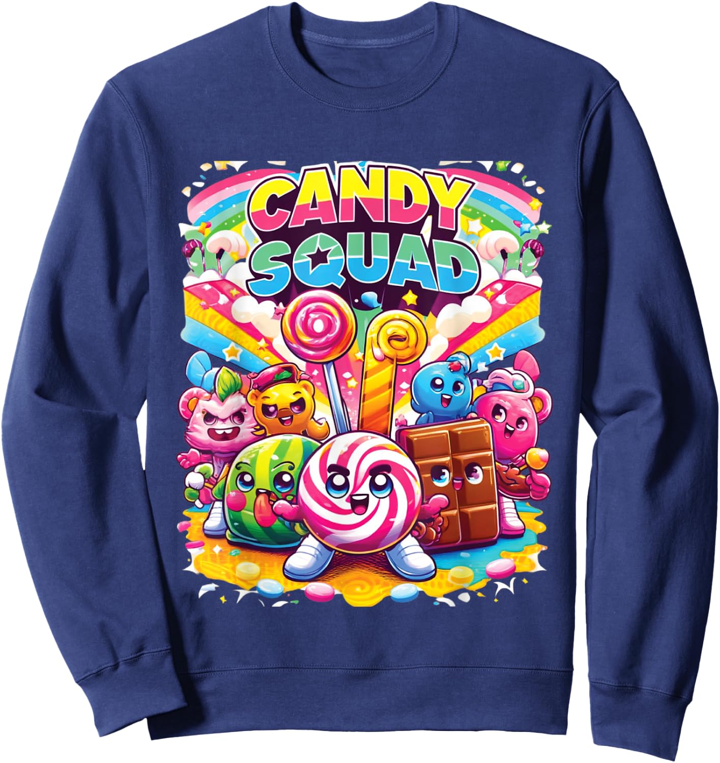 Candyland Party Candy Squad Colorful Candy For Kids Sweetie Sweatshirt - Sweatshirt | Navy