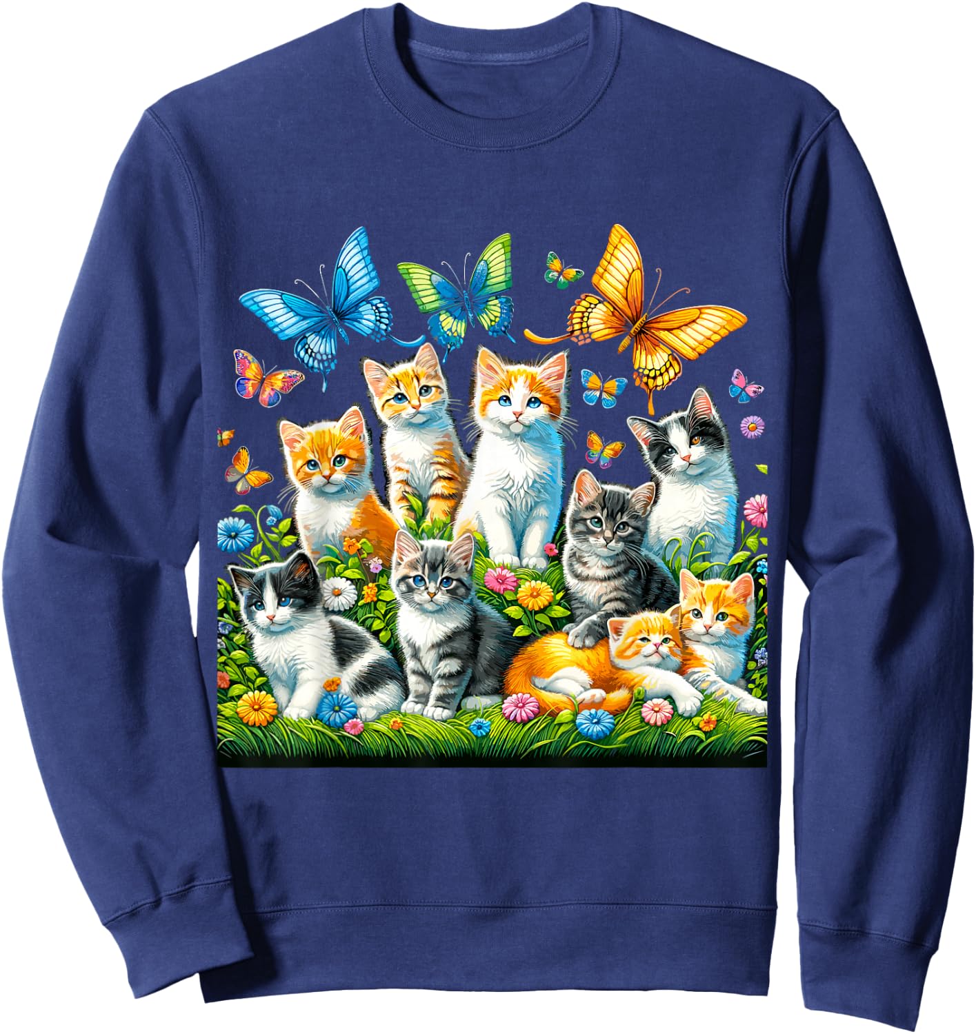 Cats and Butterflies Sweatshirt - Sweatshirt | Navy