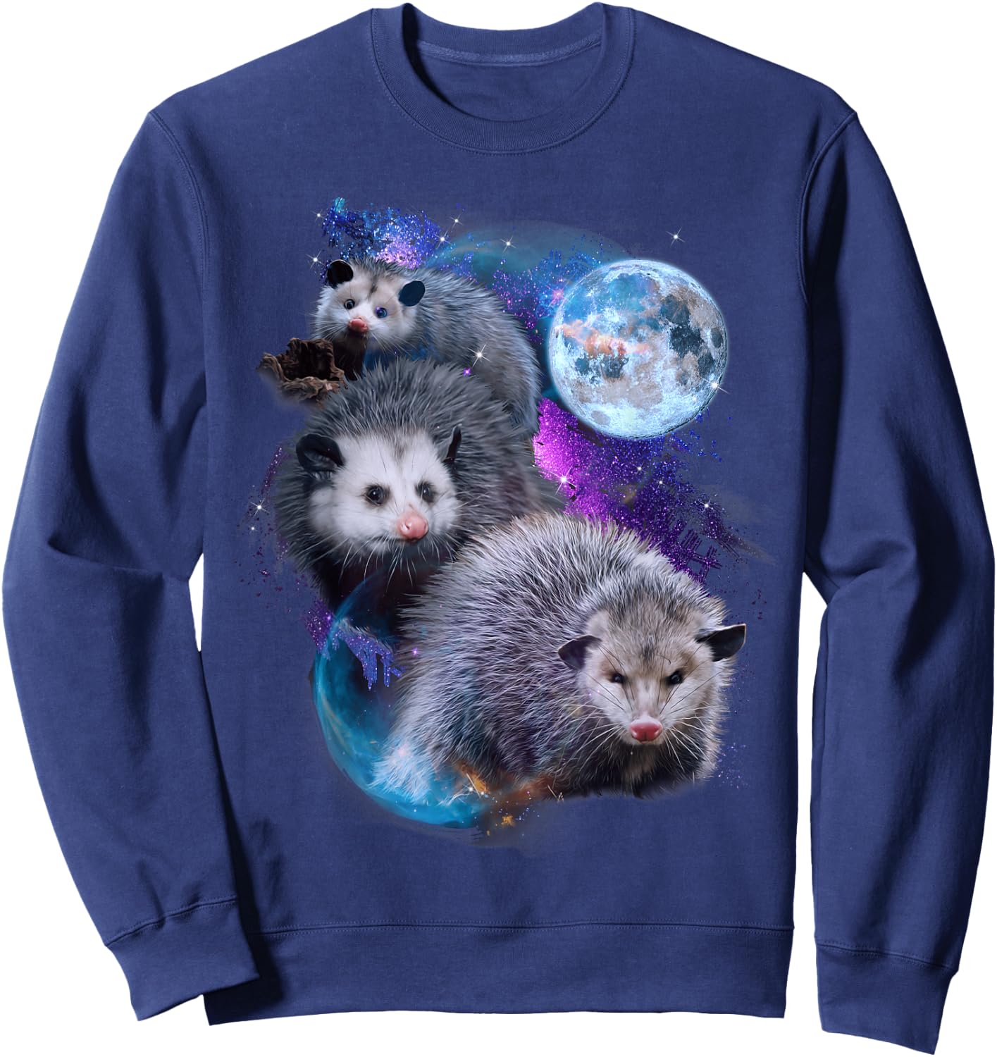 3 Moon Opossum Funny Marsupial Rodent Opossum Art Novelty Sweatshirt - Sweatshirt | Navy