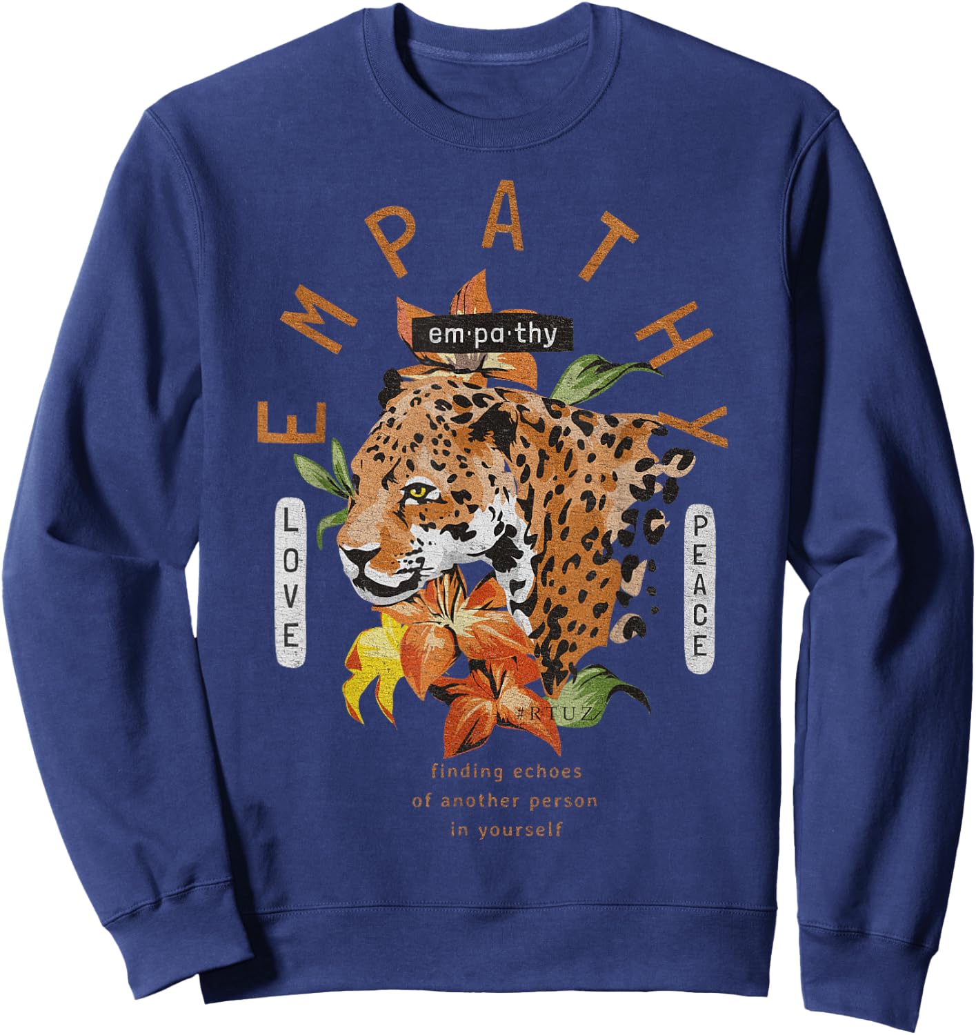 Hip Hop Y2K Vintage Hipster Edgy Urban Streetwear Tiger Men Women Girls Kids Sweatshirt - Sweatshirt | Navy