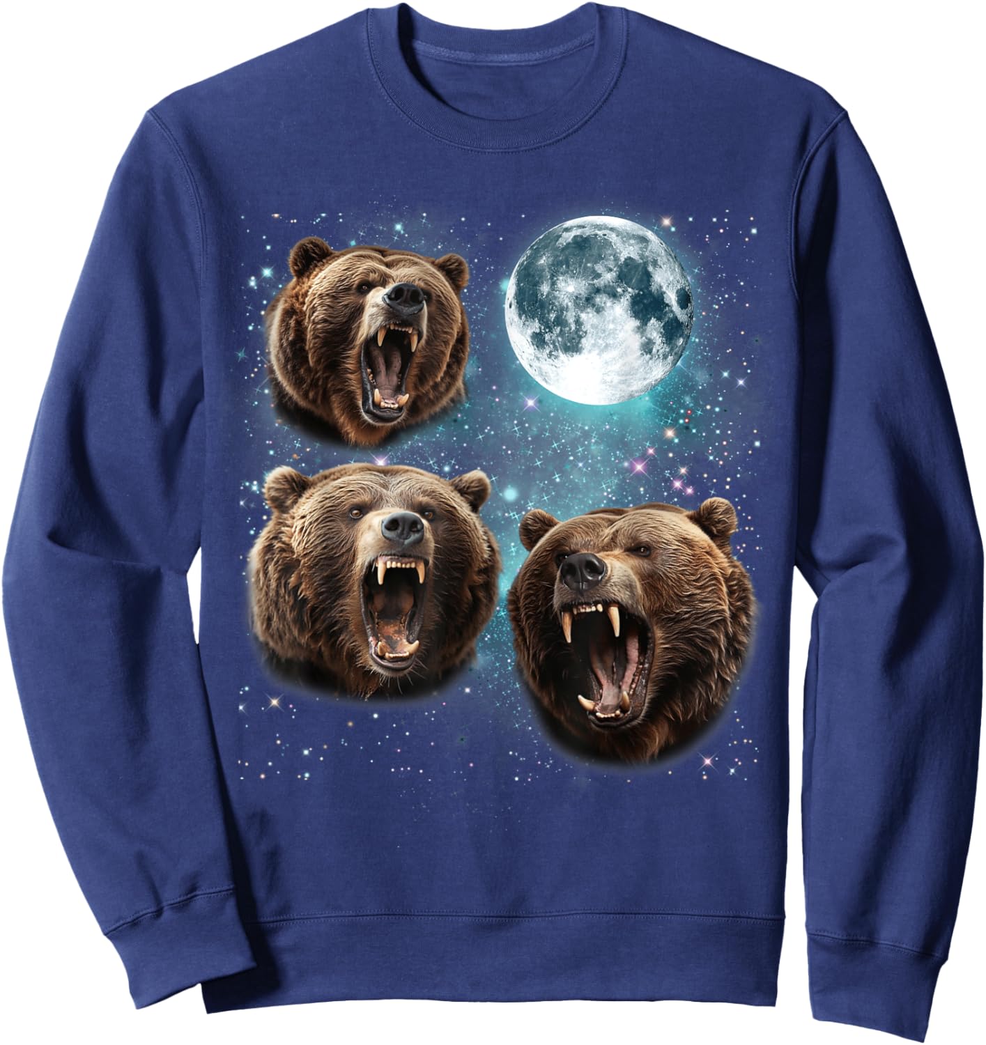 Three Grizzly Bears Howling At Moon Gift Men Women kid Sweatshirt - Sweatshirt | Navy