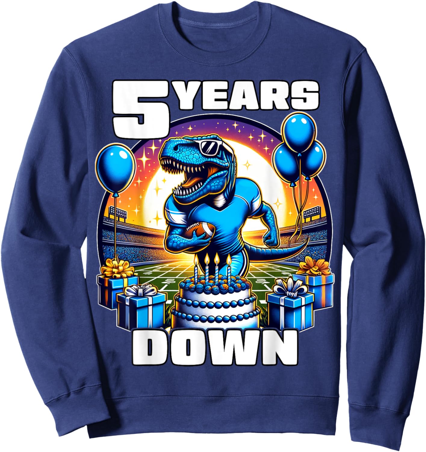 5th Birthday Football Shirt 5 Year Old Kids Football Shirt Sweatshirt - Sweatshirt | Navy