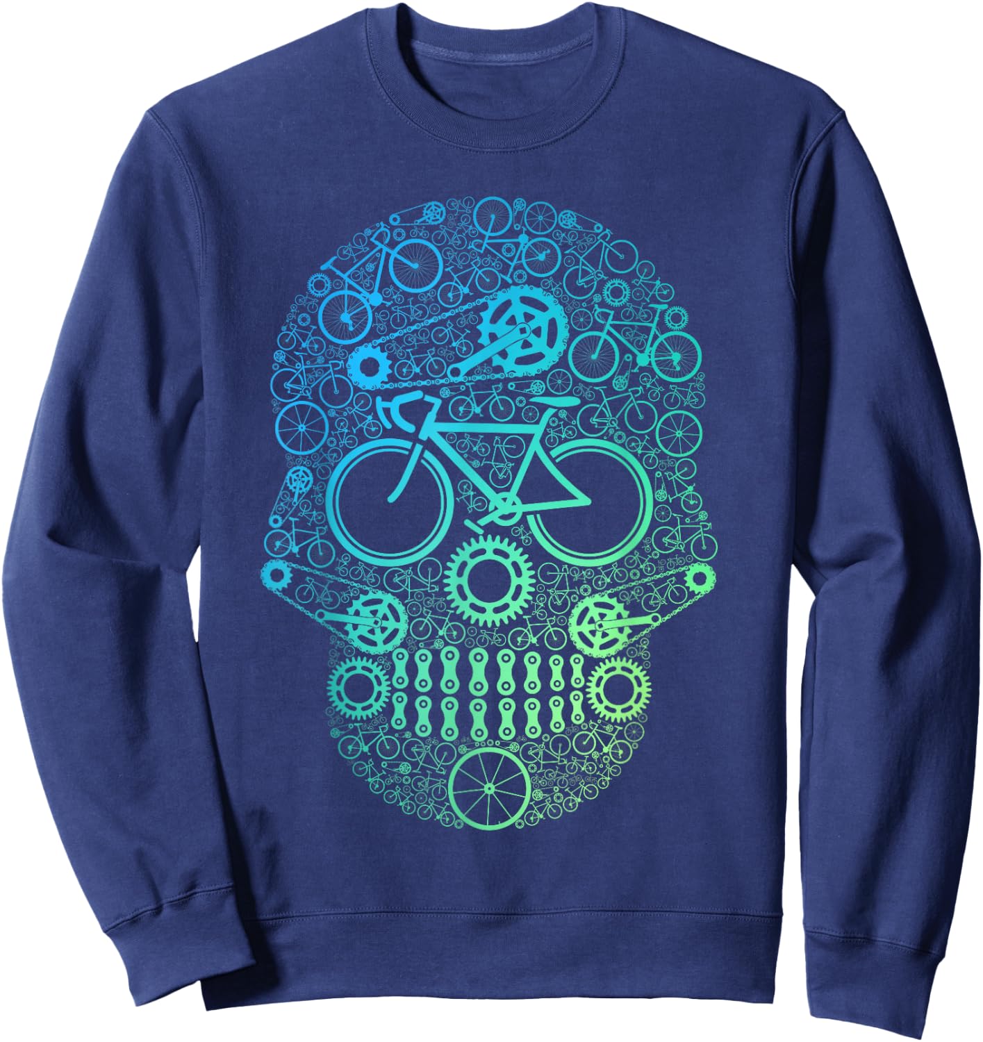 Funny Bicycle Lover Cycling Cyclist Sugar Skull Sporty Sweatshirt - Sweatshirt | Navy
