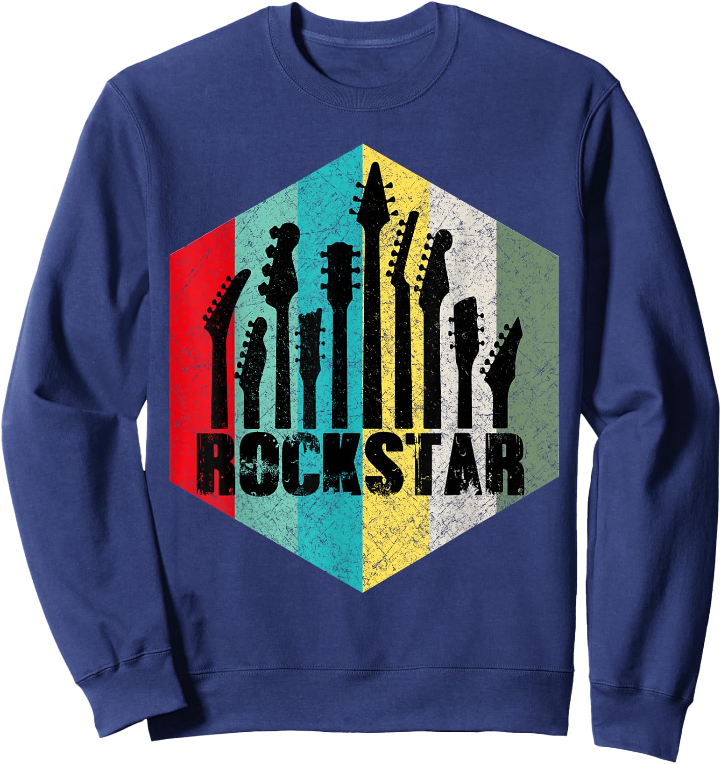 Kids Rockstar Vintage Guitar Sweatshirt - Sweatshirt | Navy