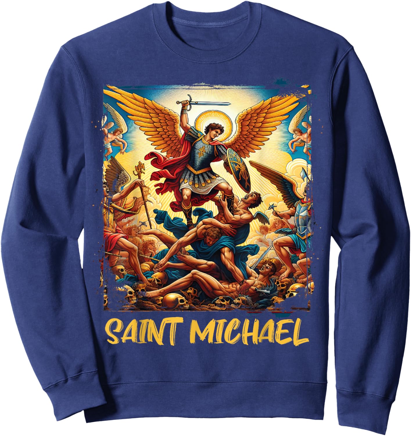 Saint Michael Costume Archangel Michael Christian Angels Sweatshirt - Sweatshirt | Navy