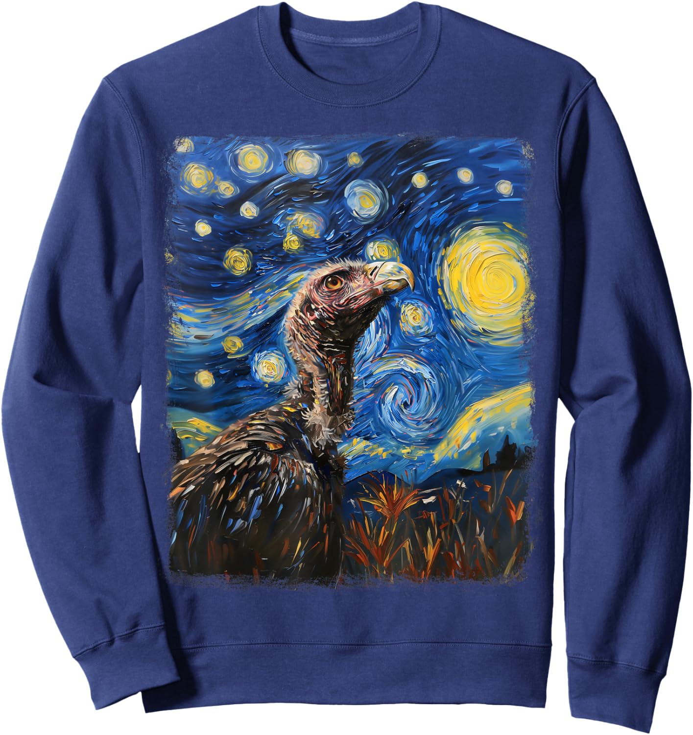 Vulture Bird Starry Night Painting Sweatshirt - Sweatshirt | Navy