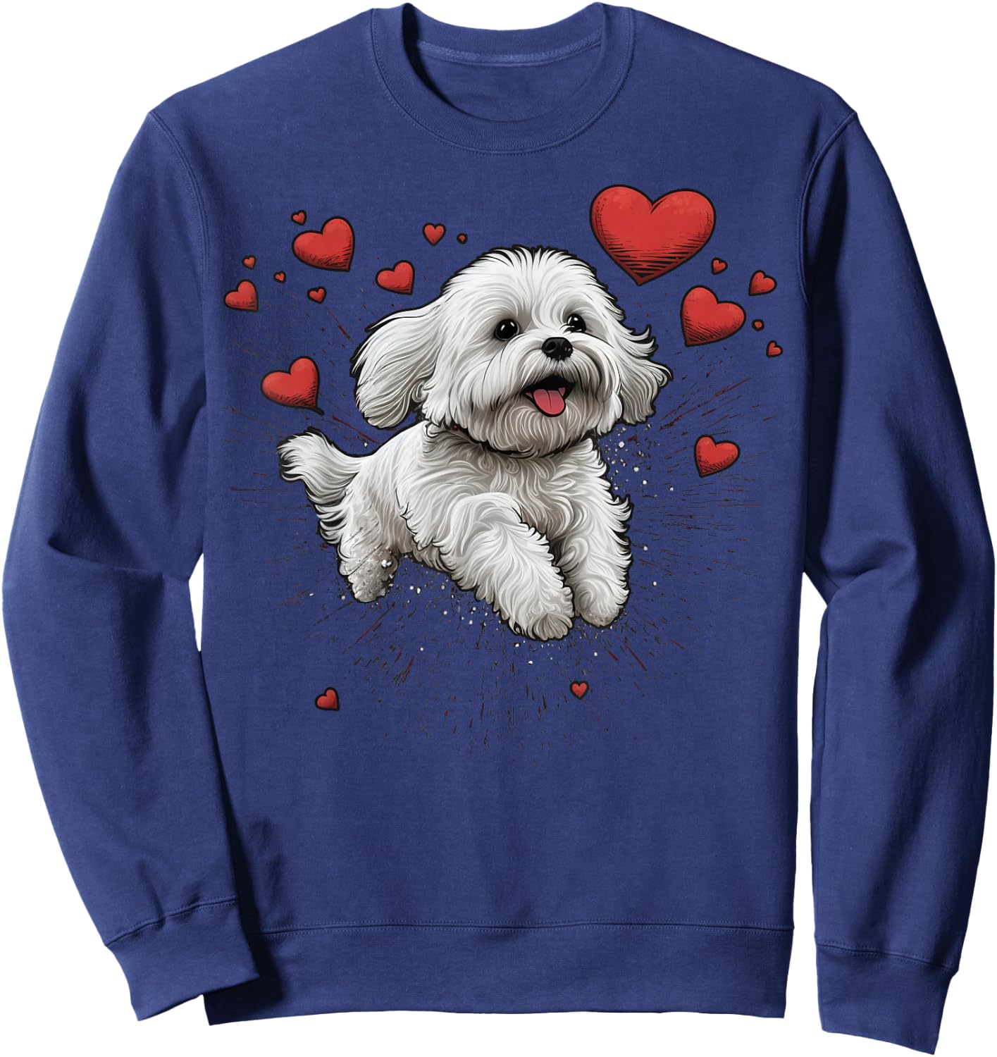 Maltese dog Love Heart for Valentines Day Maltese dog Lover Sweatshirt - Sweatshirt | Navy