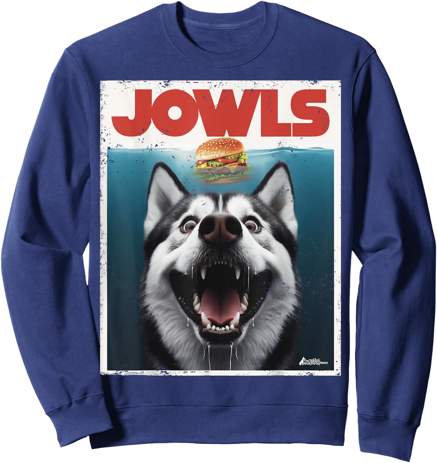 Funny Siberian Husky Jowls, Sled Dog Mom Top Alaskan Dog Dad Sweatshirt - Sweatshirt | Navy