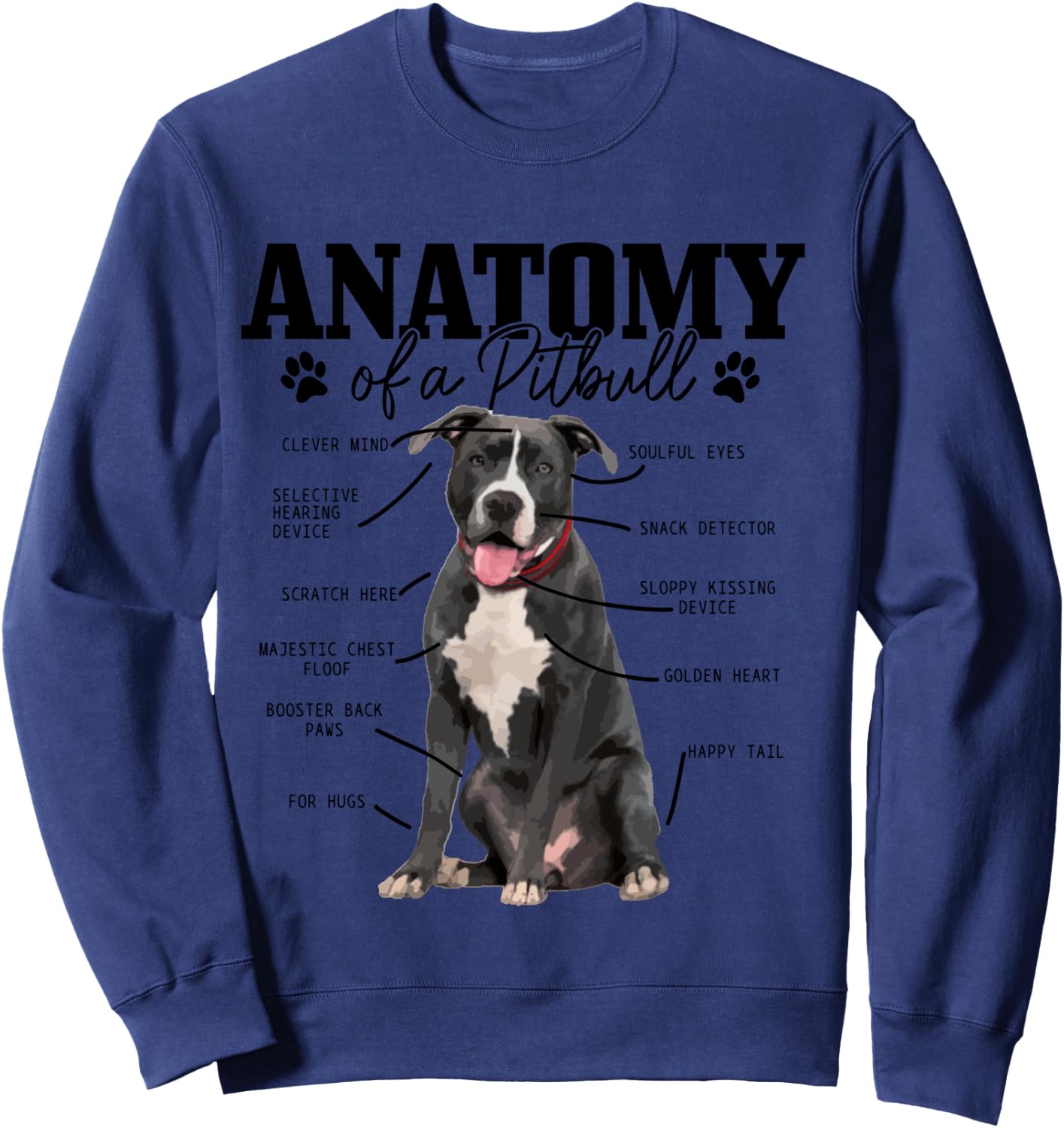 Anatomy Of A Pitbull Dog Funny Cute Pitbull Mom Pitbull Dad Sweatshirt - Sweatshirt | Navy