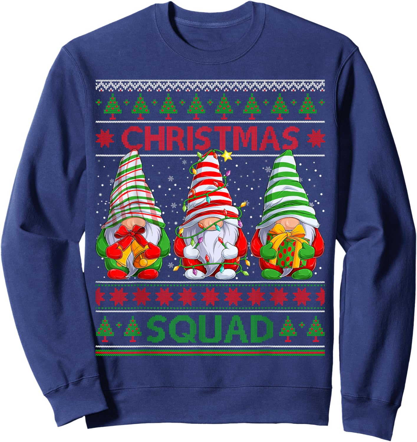 Gnome Matching Family Christmas Squad Ugly Christmas Sweater Sweatshirt - Sweatshirt | Navy
