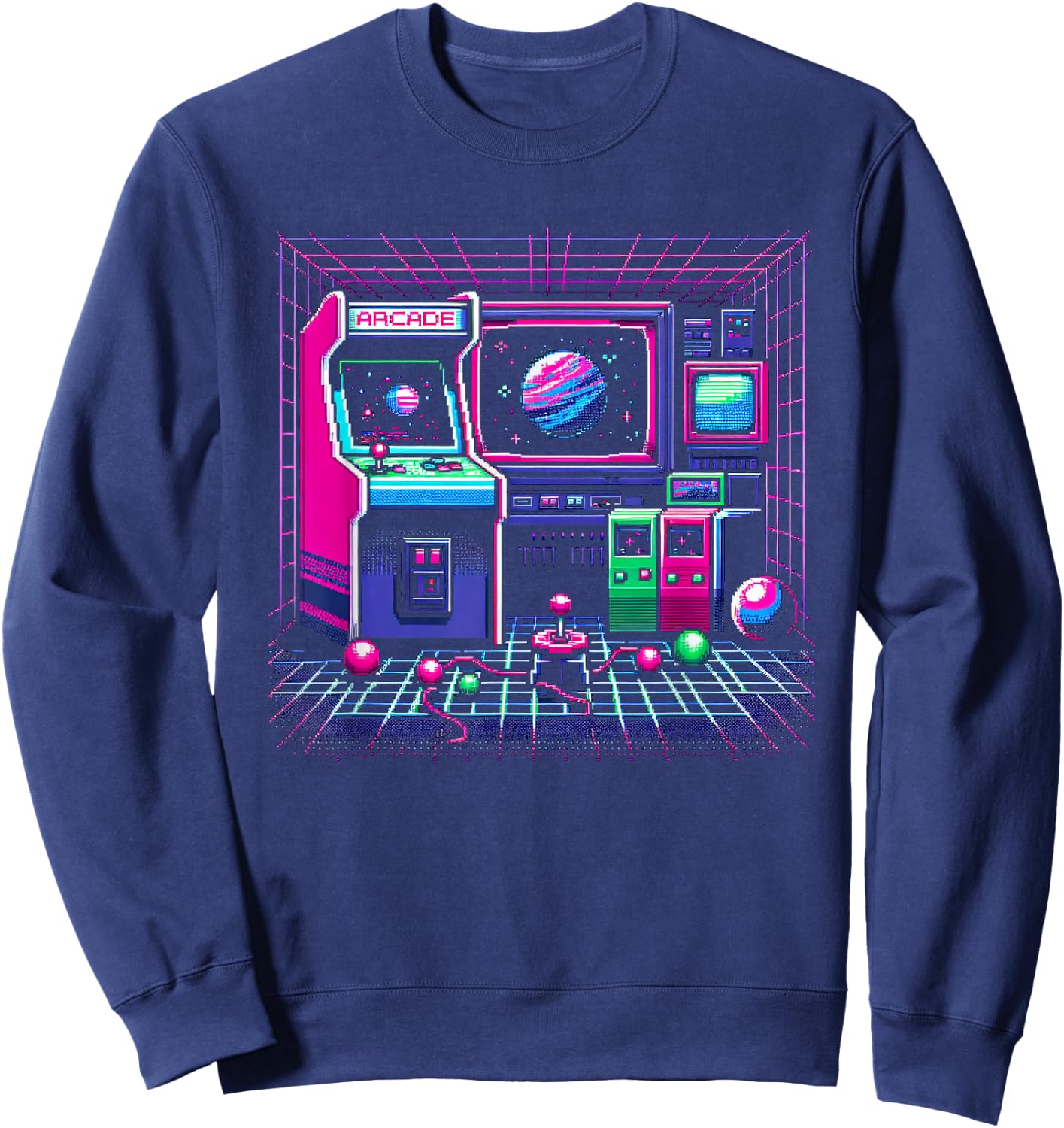 1980s Arcade Pixel Art Sweatshirt - Sweatshirt | Navy