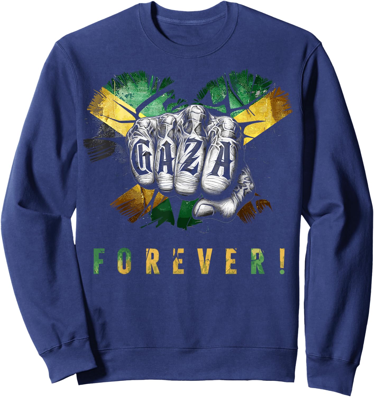 Gaza Forever Jamaican Flag Dancehall Vybz Fans Men, Women's Sweatshirt - Sweatshirt | Navy
