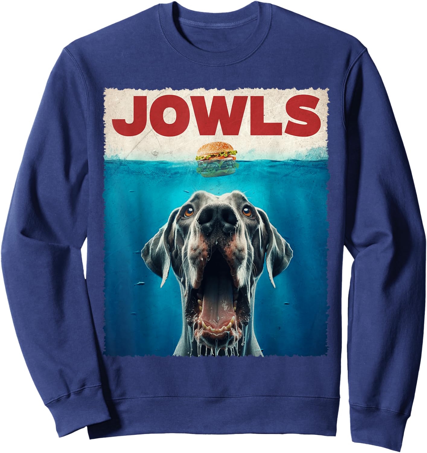 Great Dane Jowls Dogs Vintage Art Funny Animal Love Fastfood Sweatshirt - Sweatshirt | Navy
