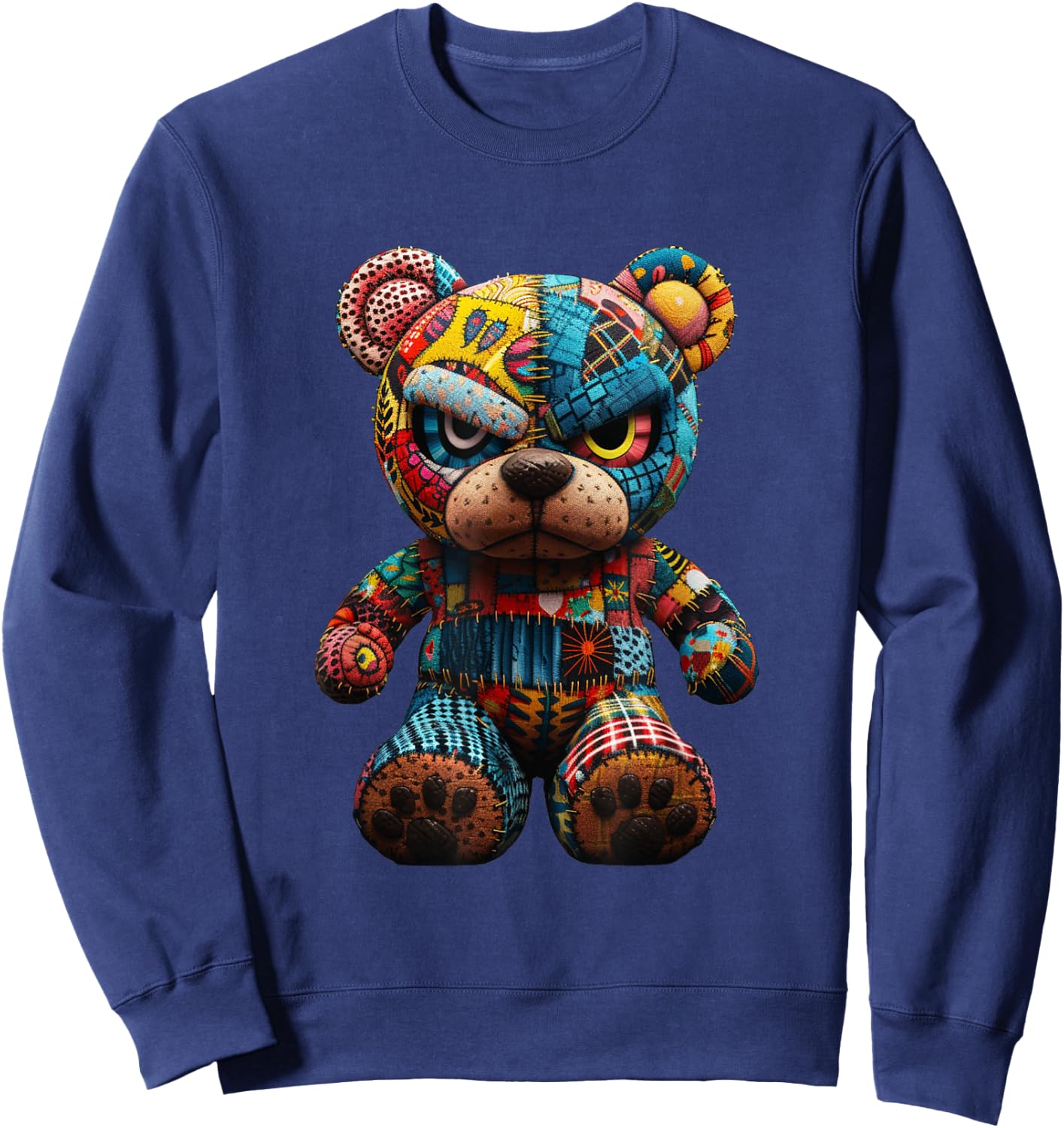 Funny Graphic Angry Teddy Bear Streetwear Sweatshirt - Sweatshirt | Navy