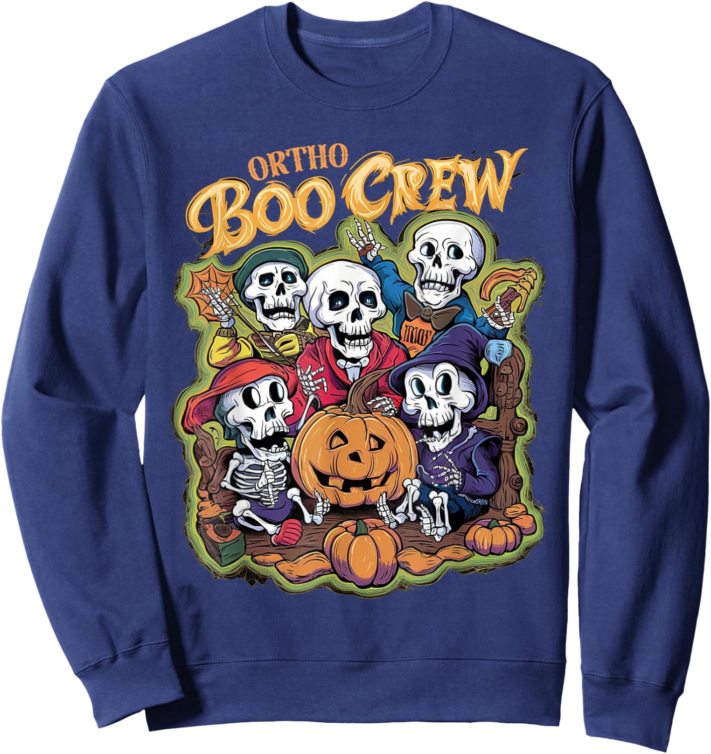 Ortho Squad Spooky Ortho Orthopedic Halloween Boo Crew Sweatshirt - Sweatshirt | Navy