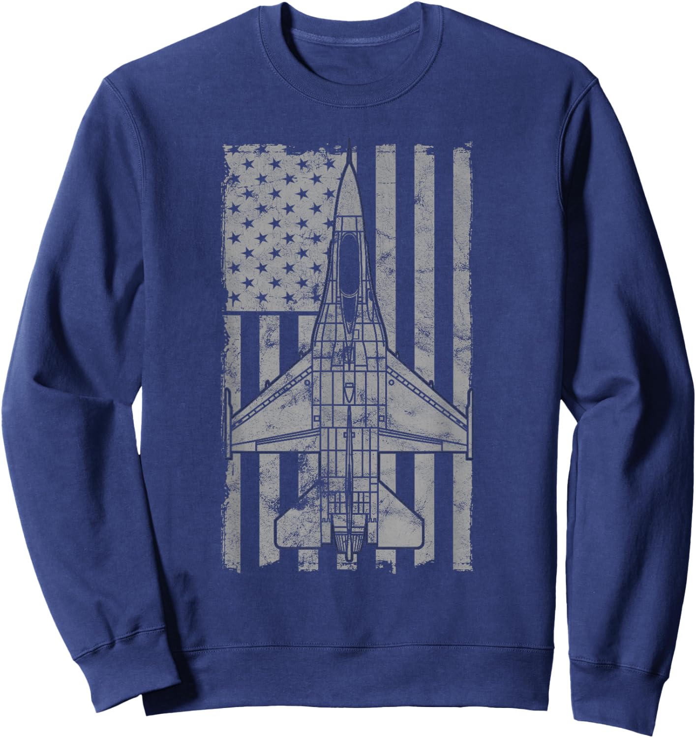 F-16 "Viper" Jet Fighter Vintage Flag Sweatshirt - Sweatshirt | Navy