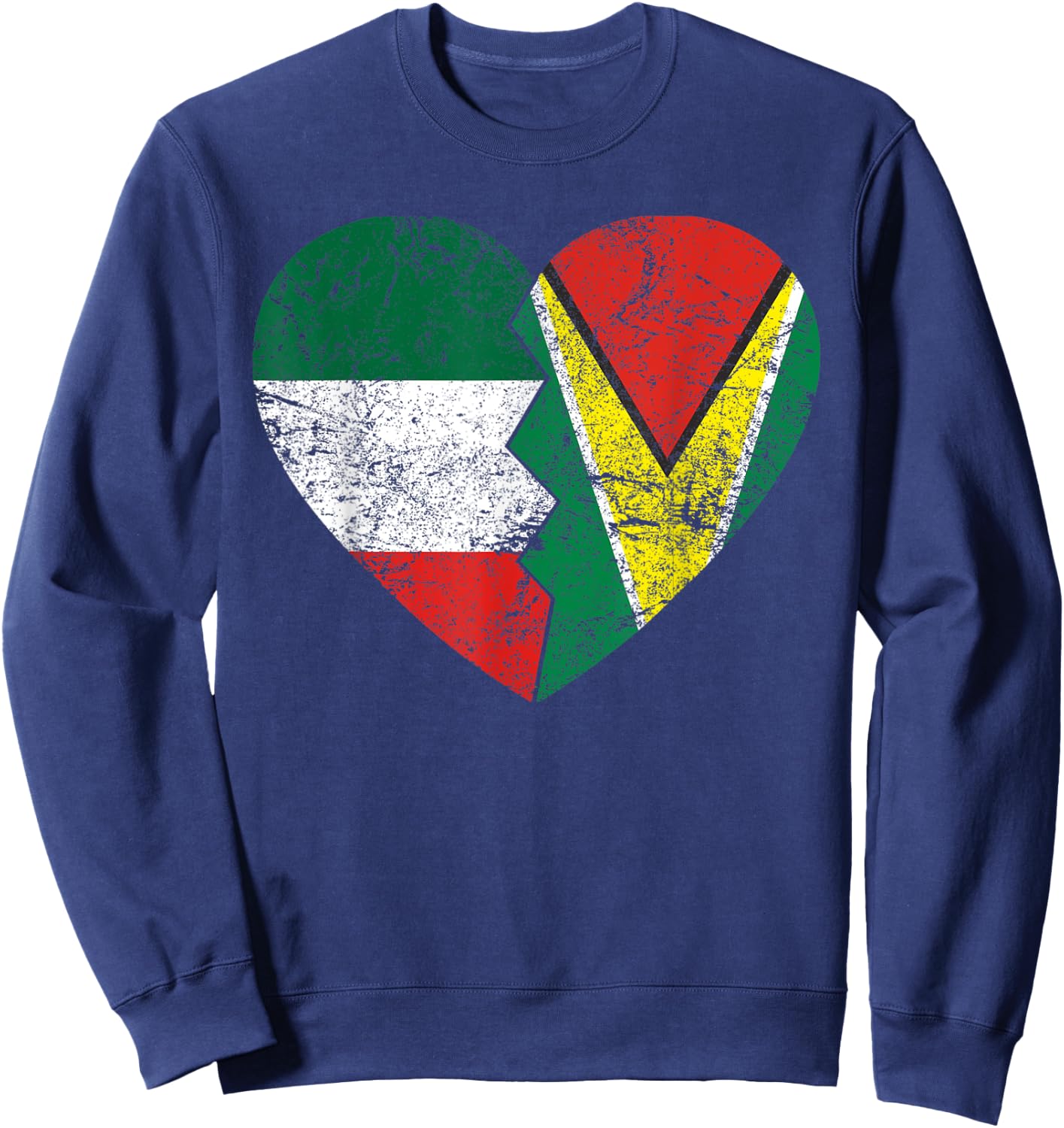 Guyanese Italian Flags Heart | Italy Guyana Roots Vintage Sweatshirt - Sweatshirt | Navy