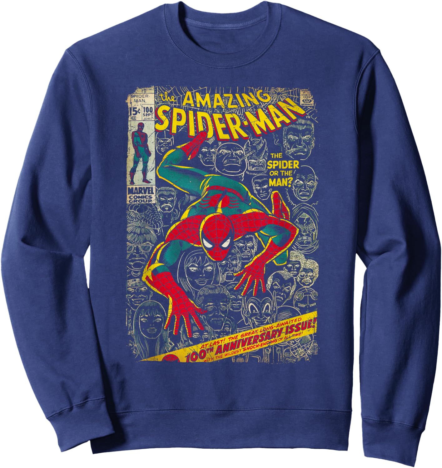Marvel Spider-Man Comic Book Anniversary Short Sleeve Sweatshirt - Sweatshirt | Navy