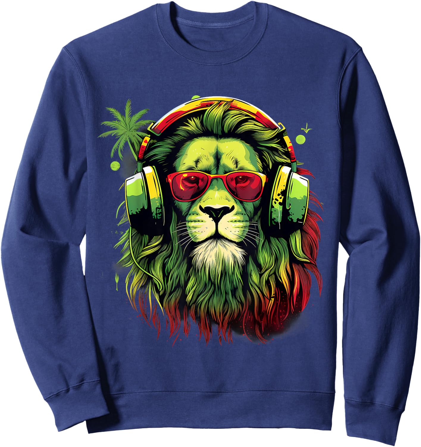 Rastafarian Pride Lion Of Judah Jamaica Rasta Reggae Lion Sweatshirt - Sweatshirt | Navy