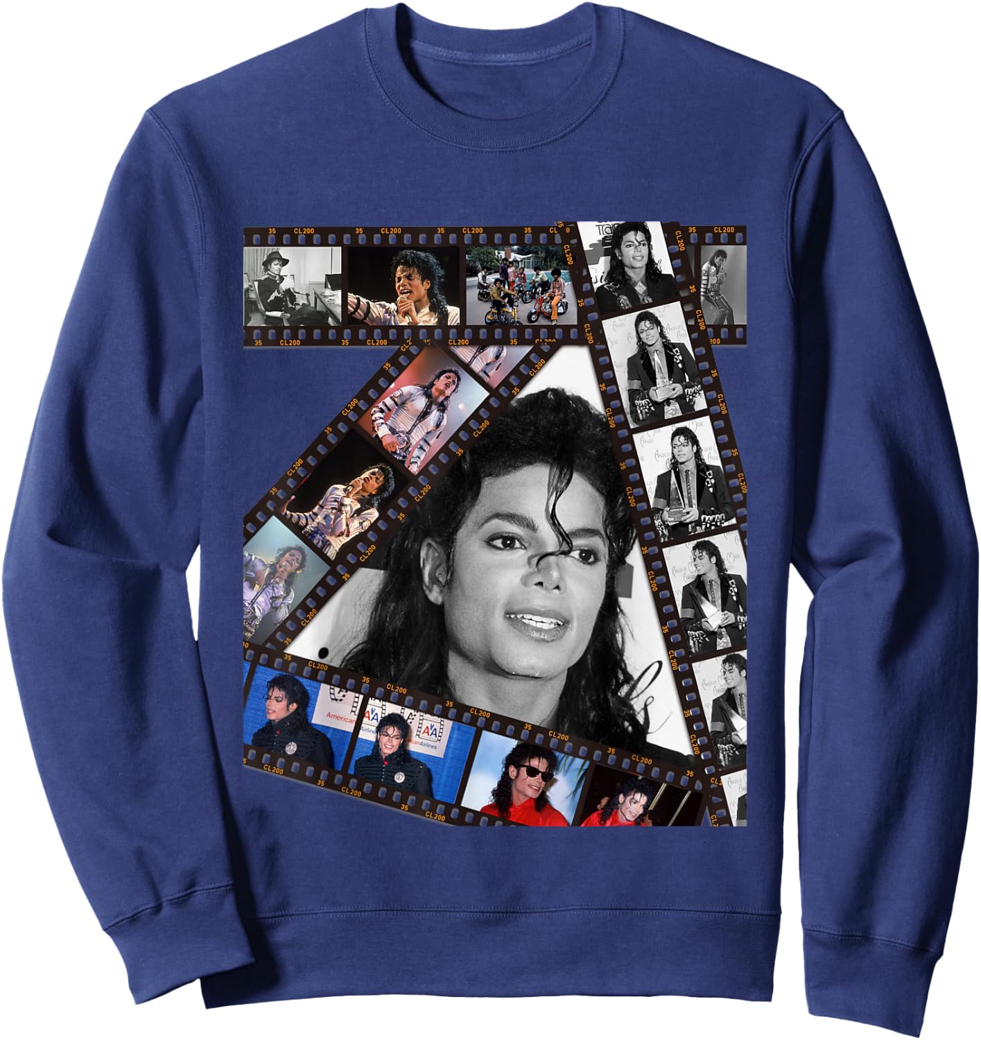 The King of Pop Michael Jackson MJ-002 Black Cotton 100% , -Adults, Small, Short Sleeve Sweatshirt - Sweatshirt | Navy