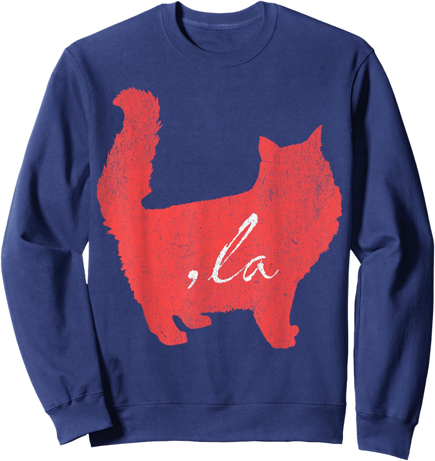 la/ Comma la/Comma la in A Red Cat Silhouette Women Girls Kids Sweatshirt - Sweatshirt | Navy