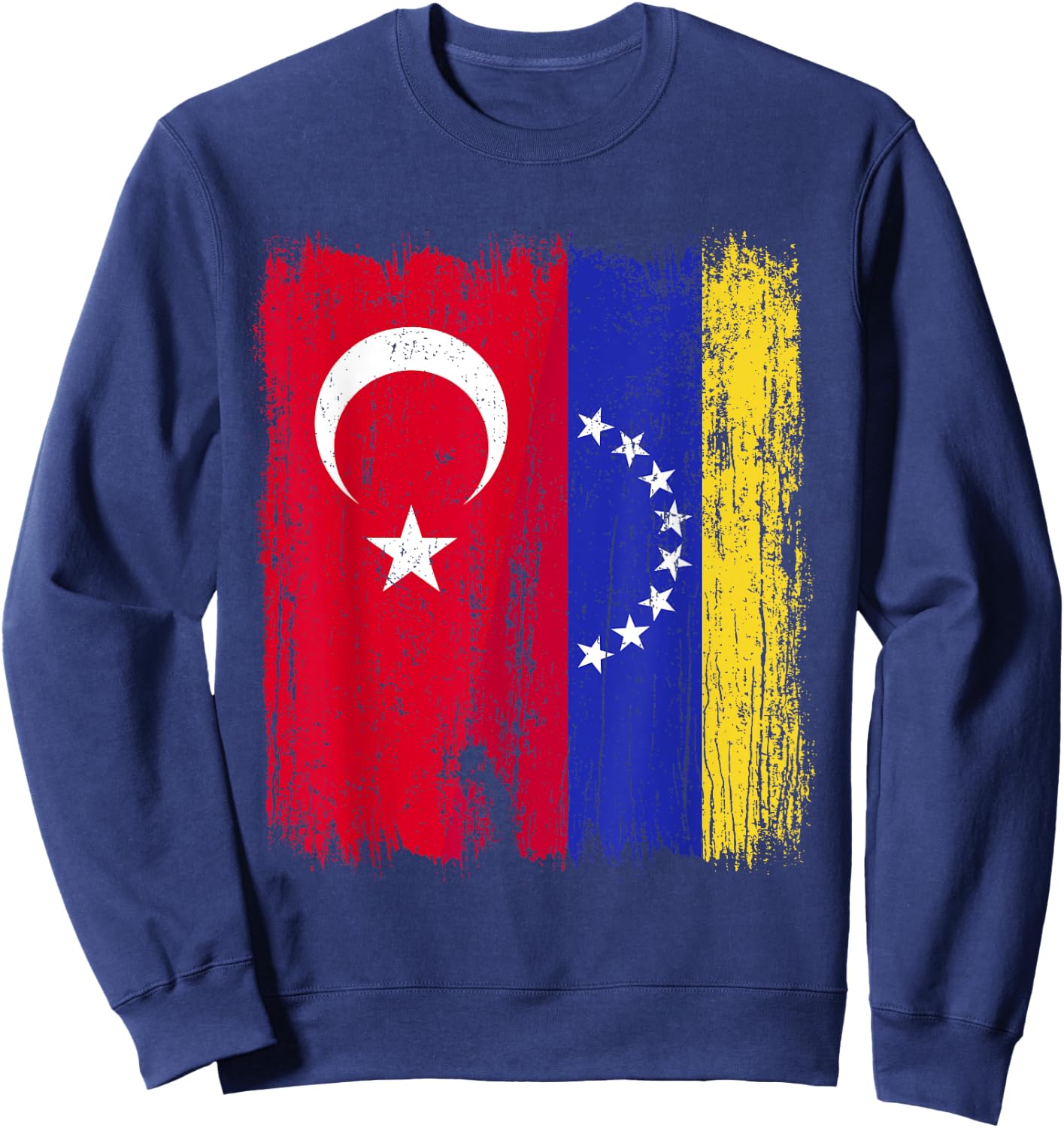 Turkey Venezuela Half Flag Turkish Venezuelan Jersey Sweatshirt - Sweatshirt | Navy