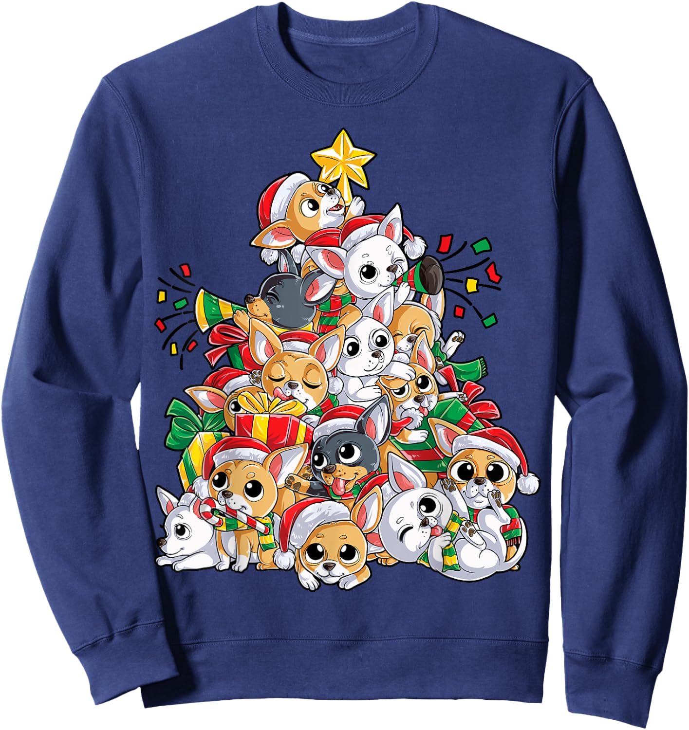 Chihuahua Christmas Tree Dog Santa Xmas Boys Girls Dogmas Sweatshirt - Sweatshirt | Navy