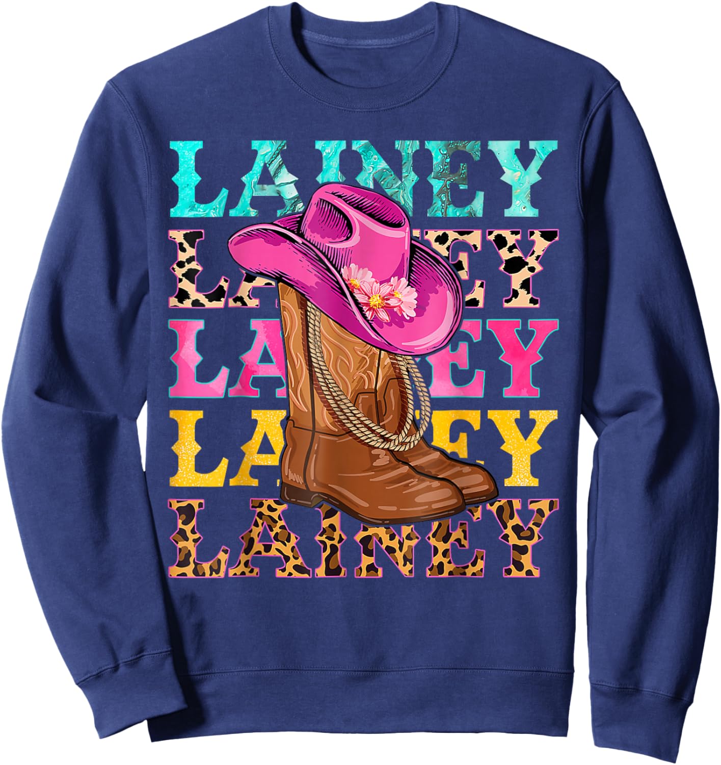 Western Cowgirl Lainey Personalized Black -Kids Western Casual Sweatshirt - Sweatshirt | Navy