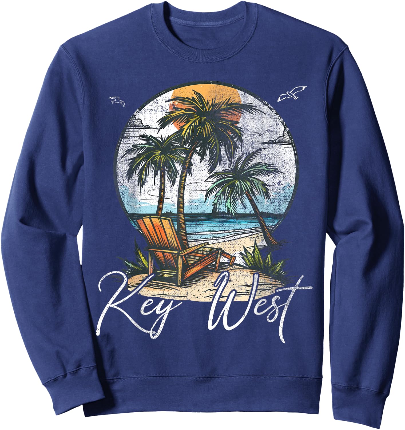 Key West Florida FL | Palm Trees Sweatshirt - Sweatshirt | Navy