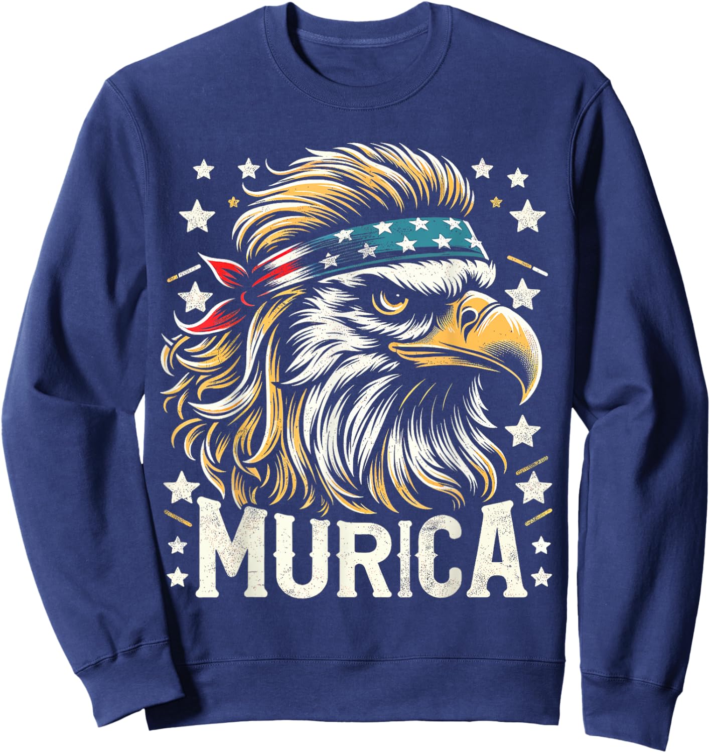 4th of July Patriotic Funny Eagle July 4th USA Murica Sweatshirt - Sweatshirt | Navy