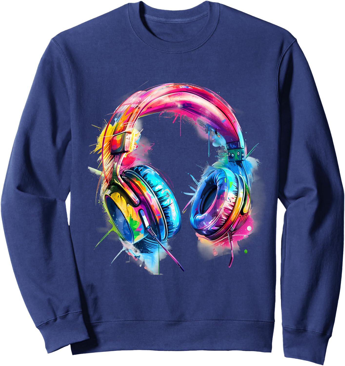Headphones Music DJ Colourful Music Headphones Music Lover Sweatshirt - Sweatshirt | Navy