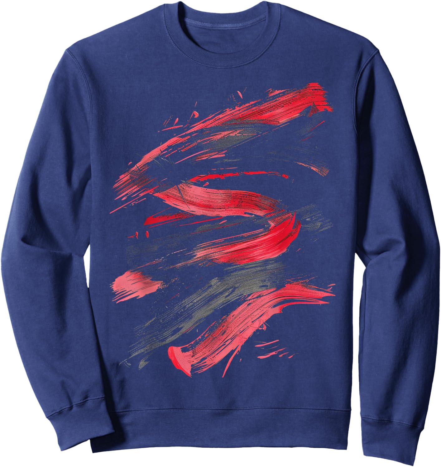 Red And Black Dynamic Brushstroke Graphic Sweatshirt - Sweatshirt | Navy