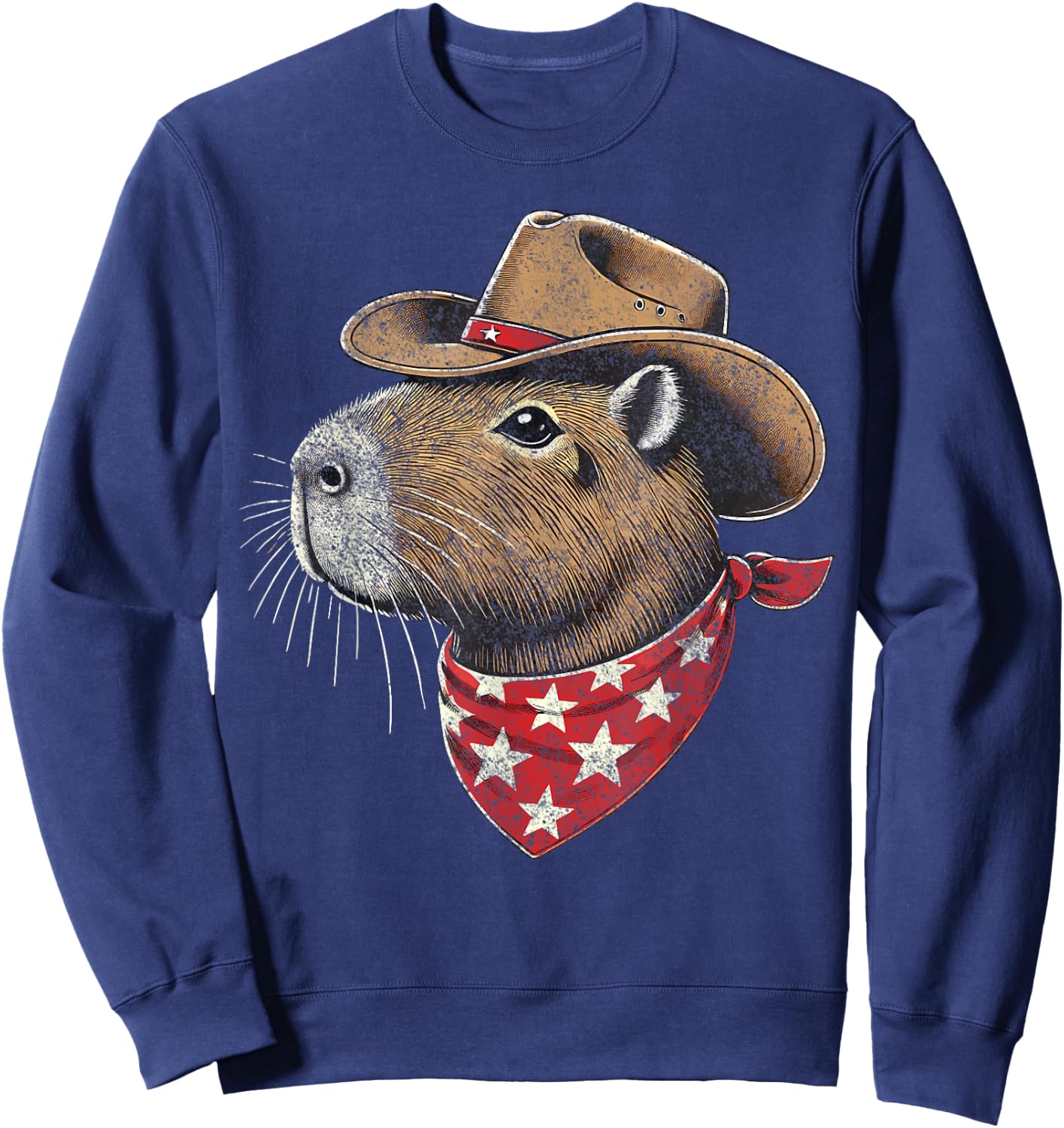 Capybara Cowboy Howdy Retro Capybara Sweatshirt - Sweatshirt | Navy
